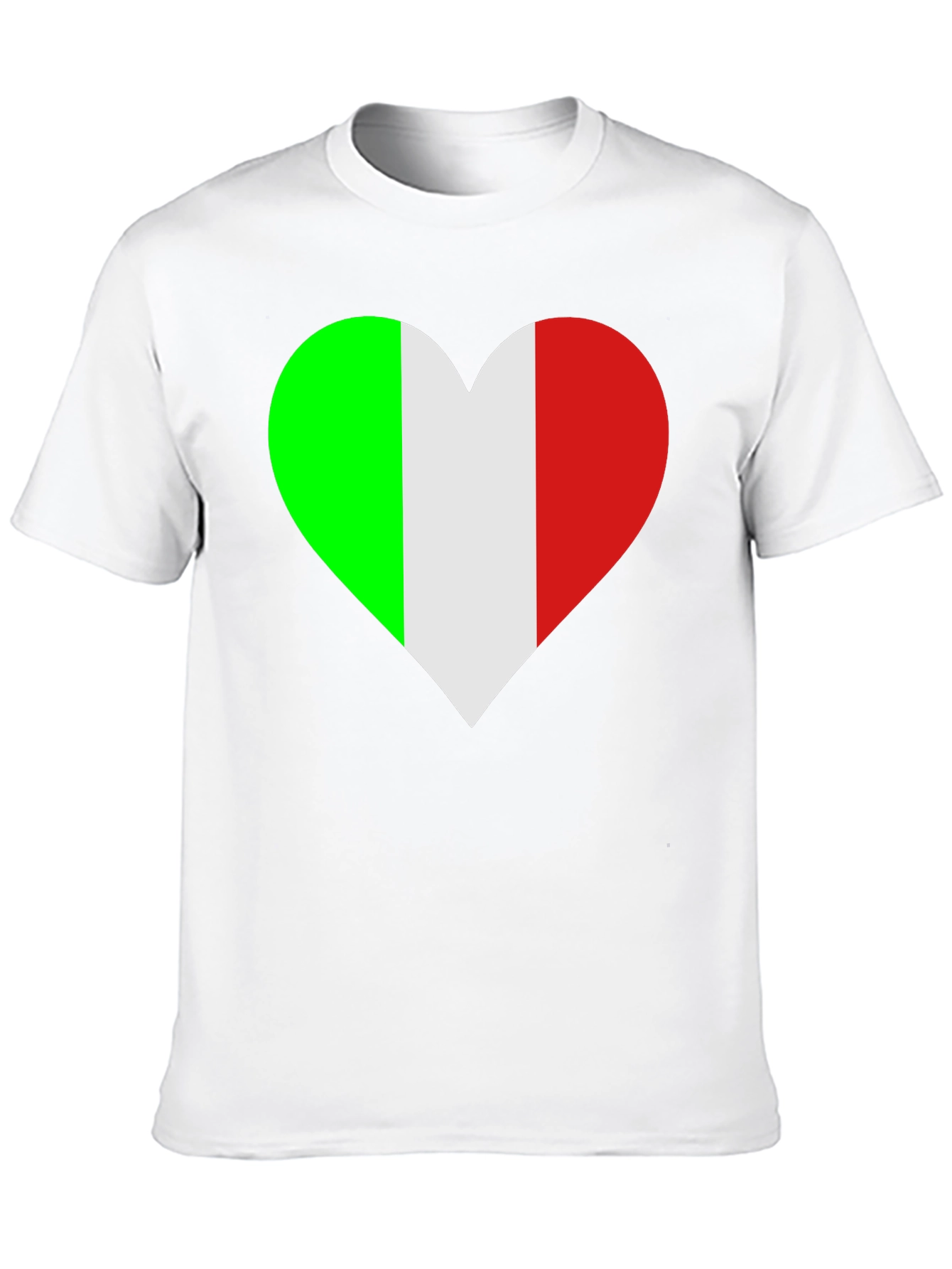Italian Flag Heart Graphic Tee - Black Cotton T-Shirt