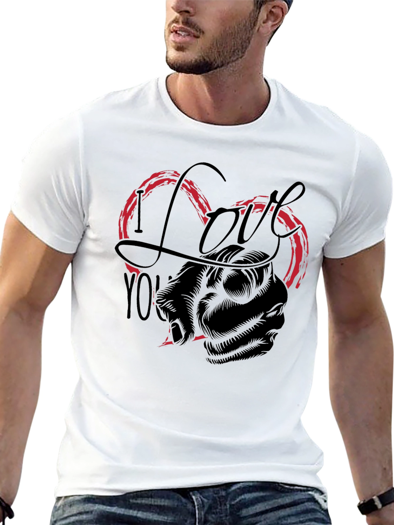 I Love You Heart Fist Black Graphic Tee