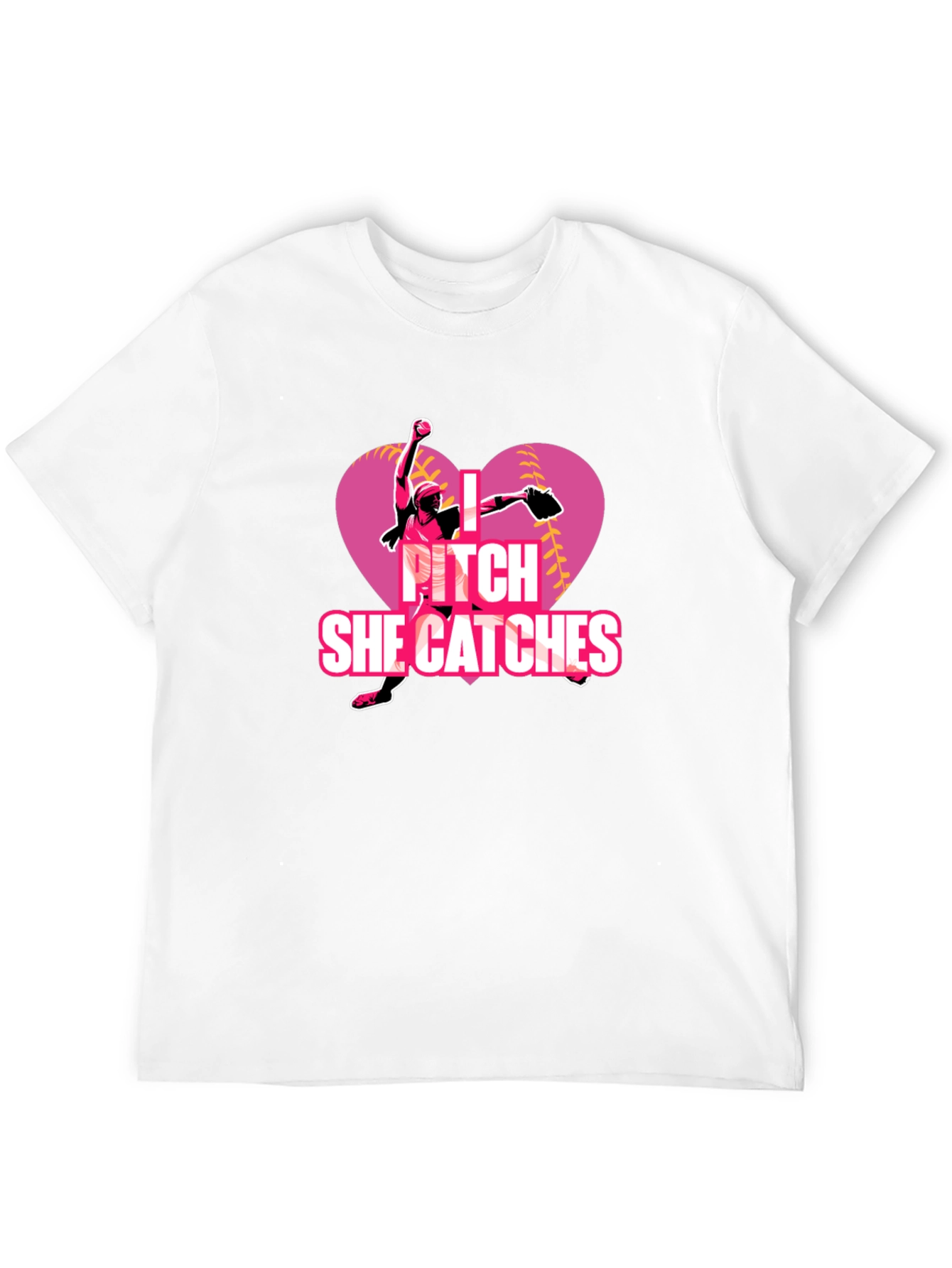 I Pitch She Catches Softball T-Shirt