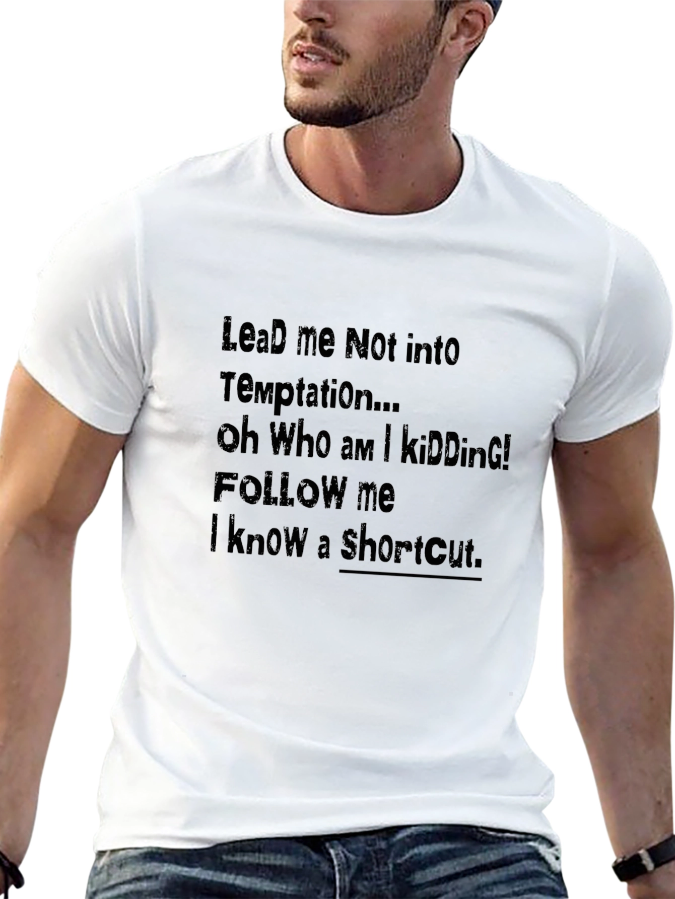 Funny Lead Me Not Graphic Tee