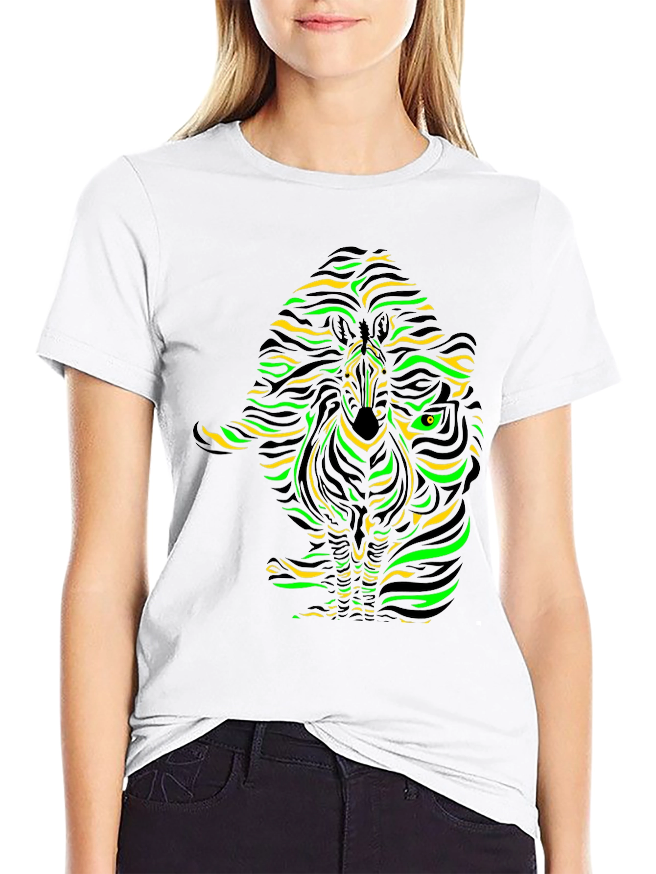 Vibrant Zebra Graphic Tee - Mens Black T-Shirt