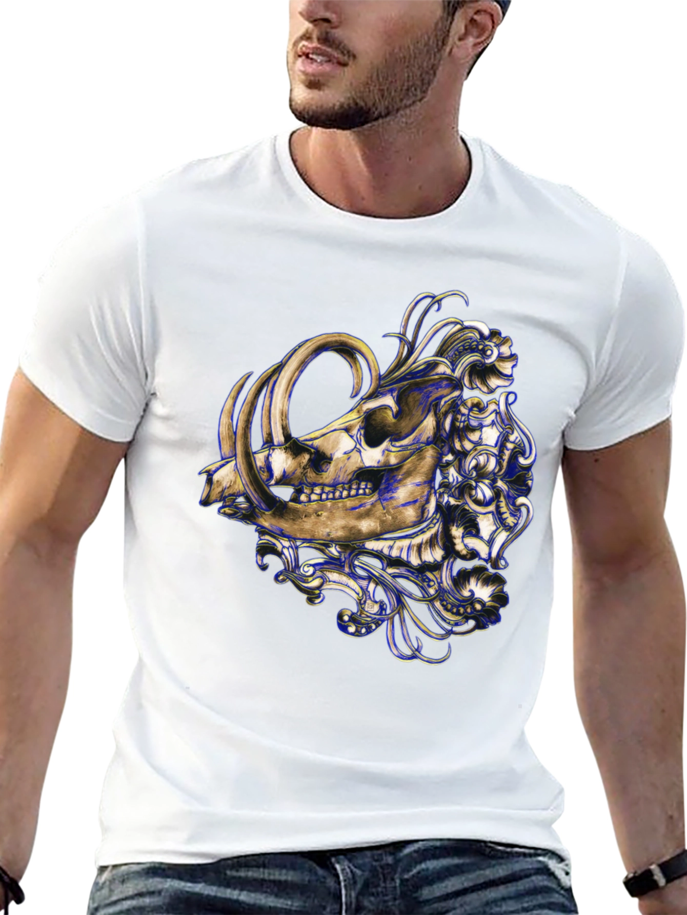 Boar Skull Graphic Tee - Unique Print T-Shirt