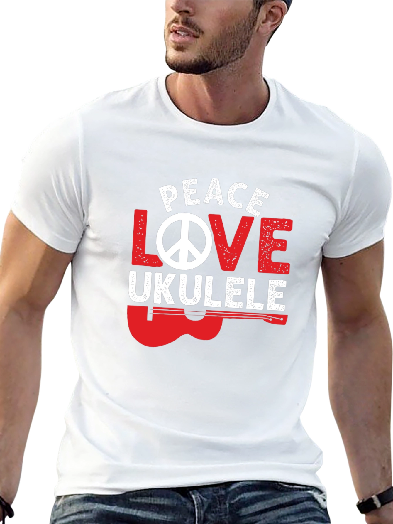 Peace Love Ukulele Graphic T-Shirt
