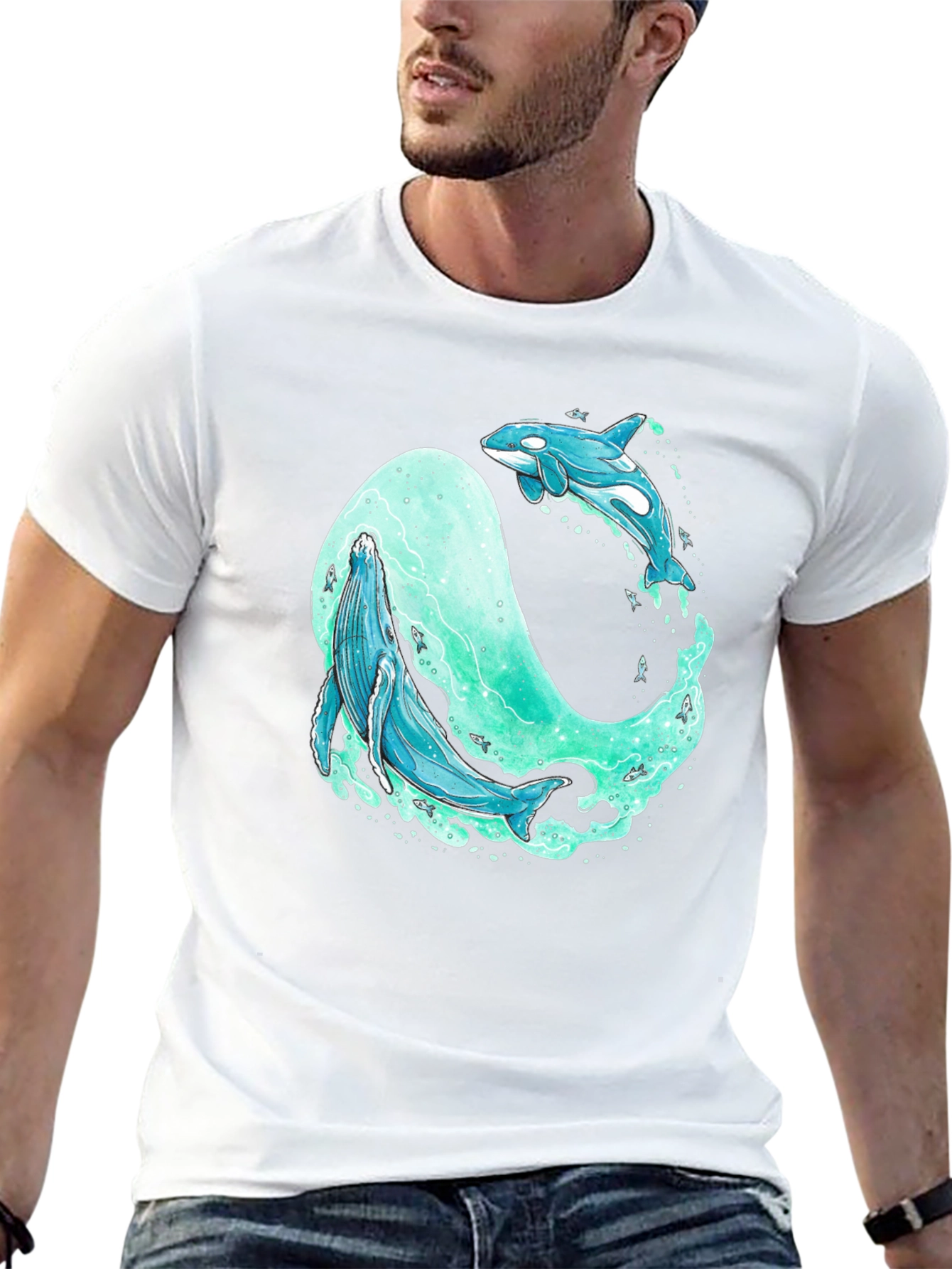 Whale and Orca Graphic T-Shirt