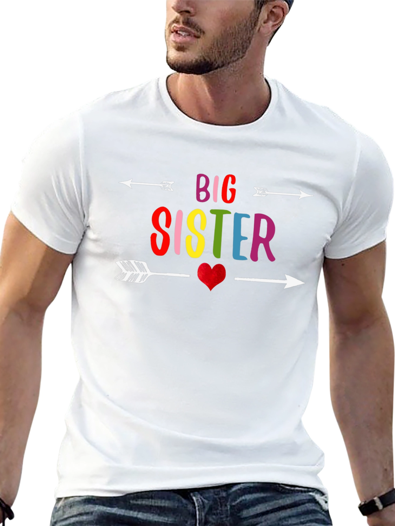 Big Sister Arrow Heart Graphic T-Shirt
