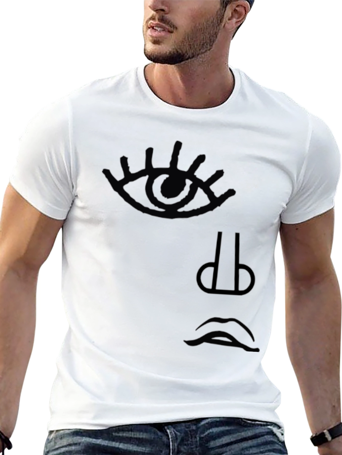 Abstract Face Graphic T-Shirt - Minimalist Design