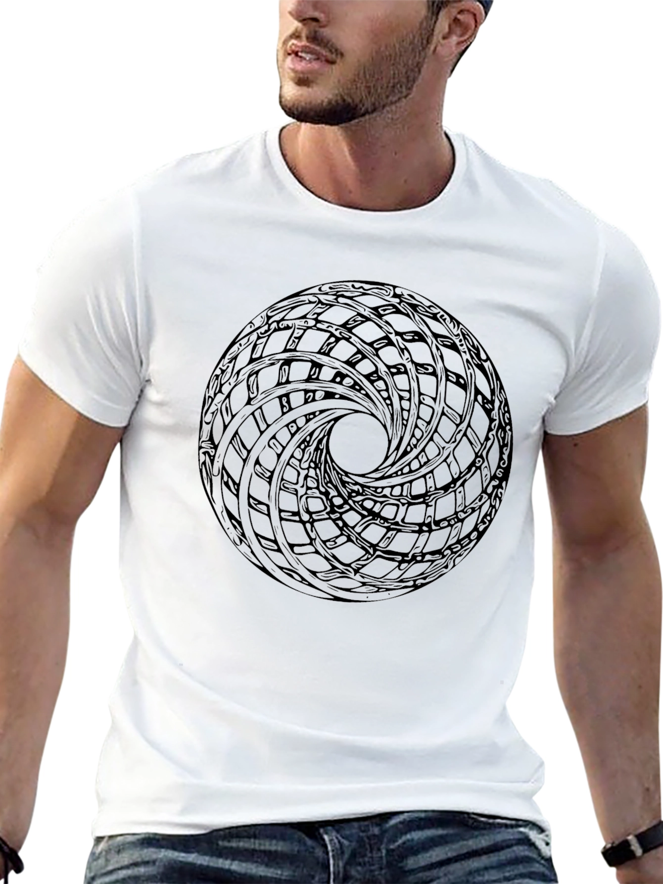 Abstract Geometric Circle Graphic Tee - Modern Style