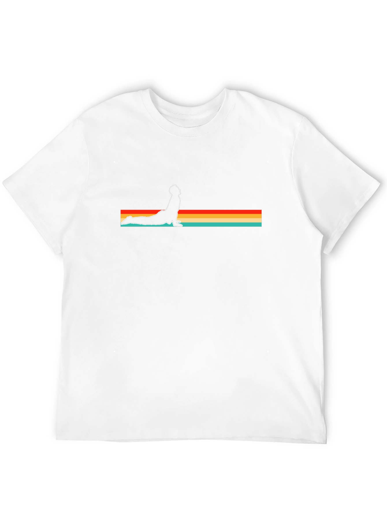 Retro Yoga Pose Graphic Tee - Black Cotton Blend