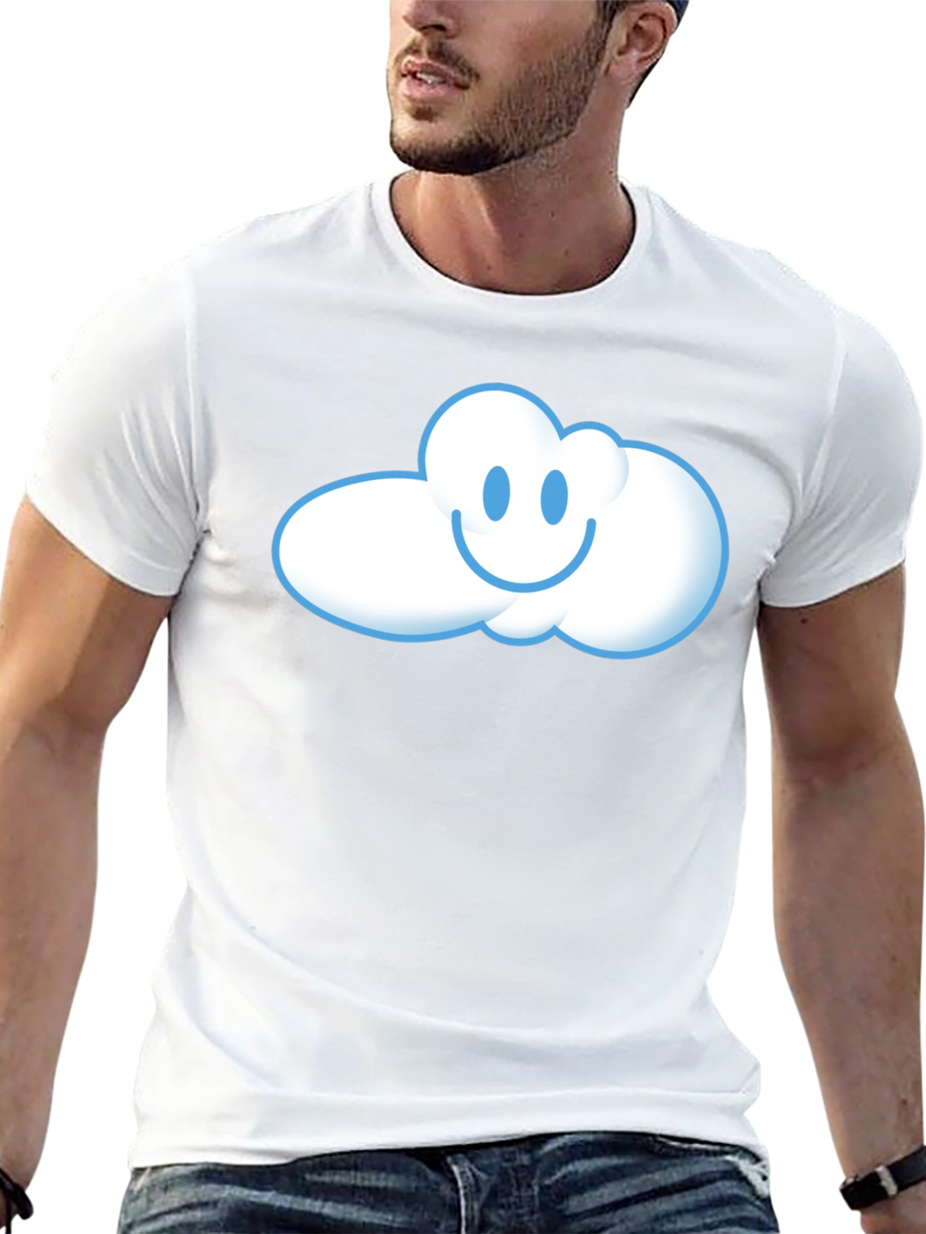 Happy Cloud Graphic T-Shirt - Black Cotton Tee