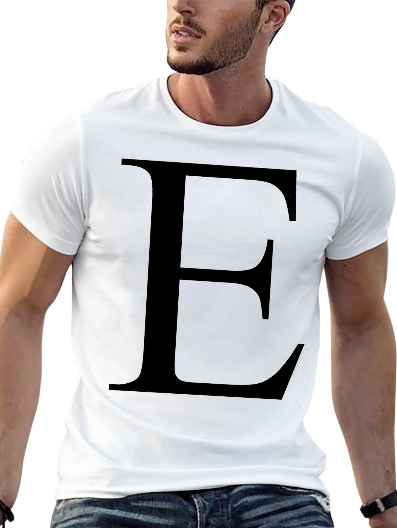 Black T-Shirt with Large E Graphic