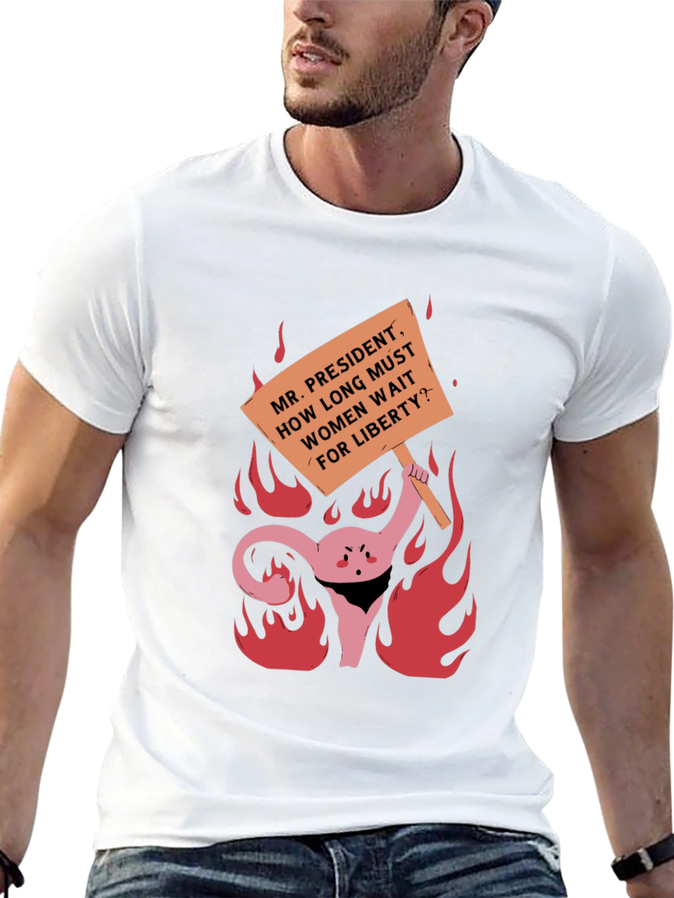 Feminist Rights Protest T-Shirt: Uterus on Fire!