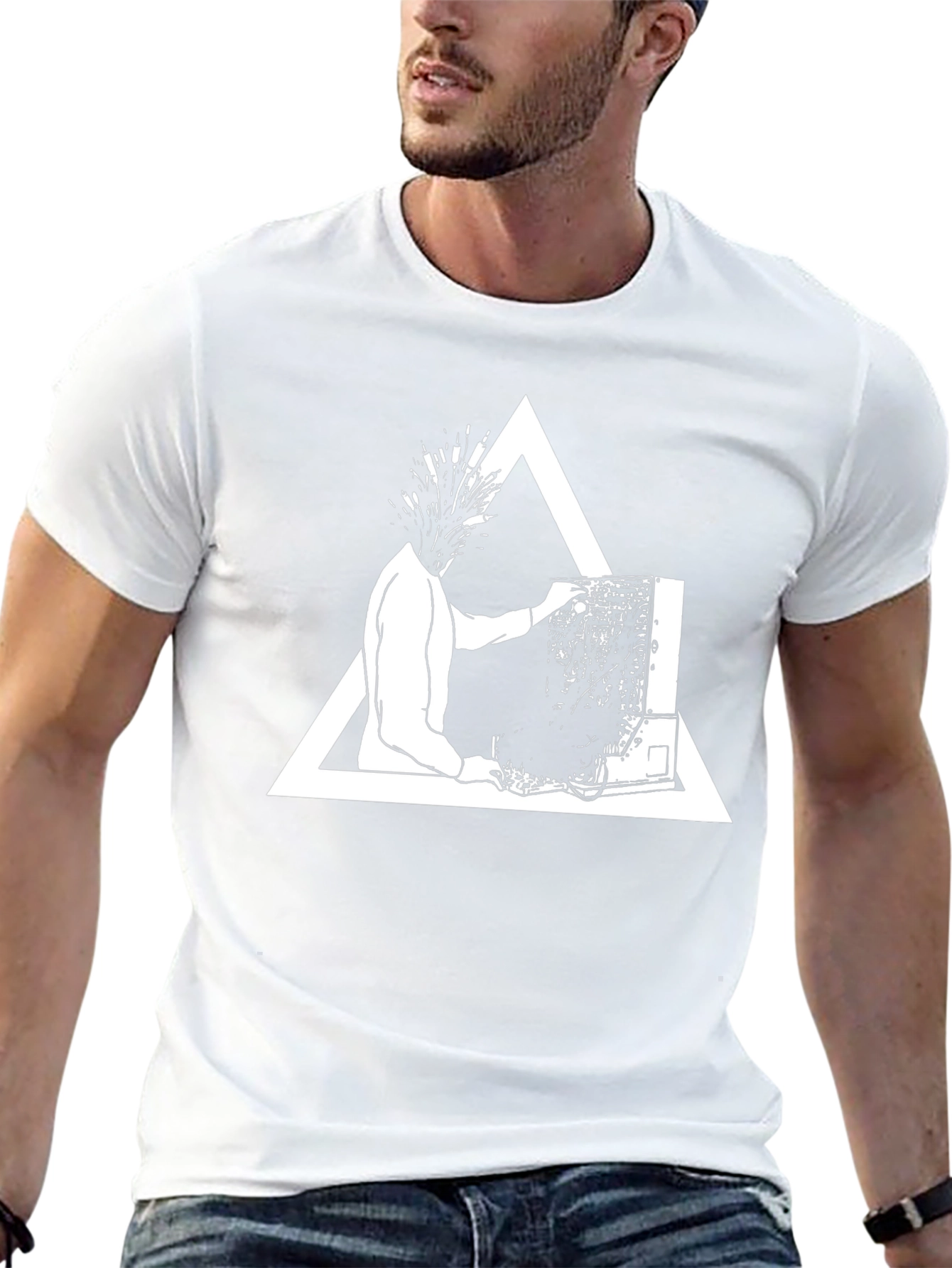 Abstract Graphic Tee - Black Cotton Blend Shirt
