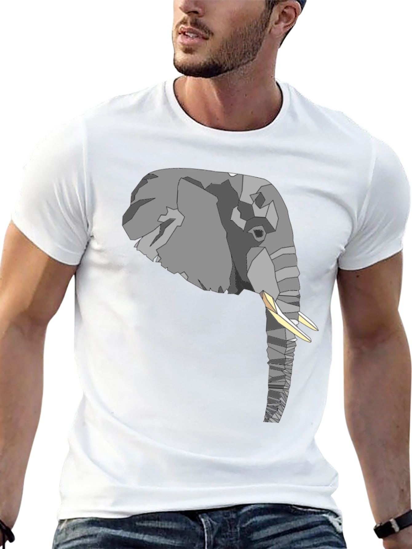 Elephant Graphic T-Shirt - Stylish Mens Black Tee