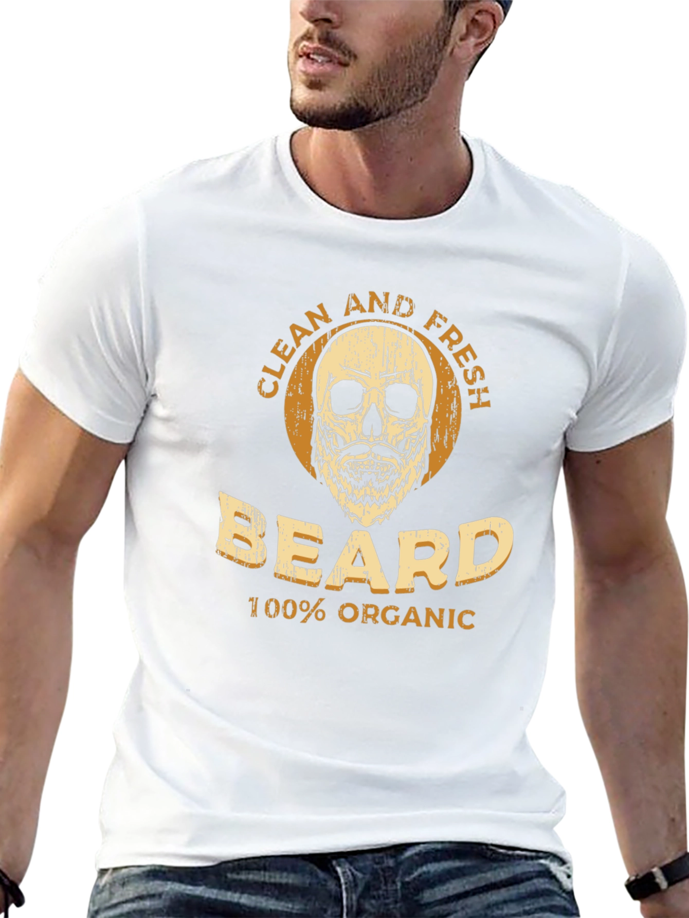 Clean and Fresh Beard Organic Skull Graphic Tee