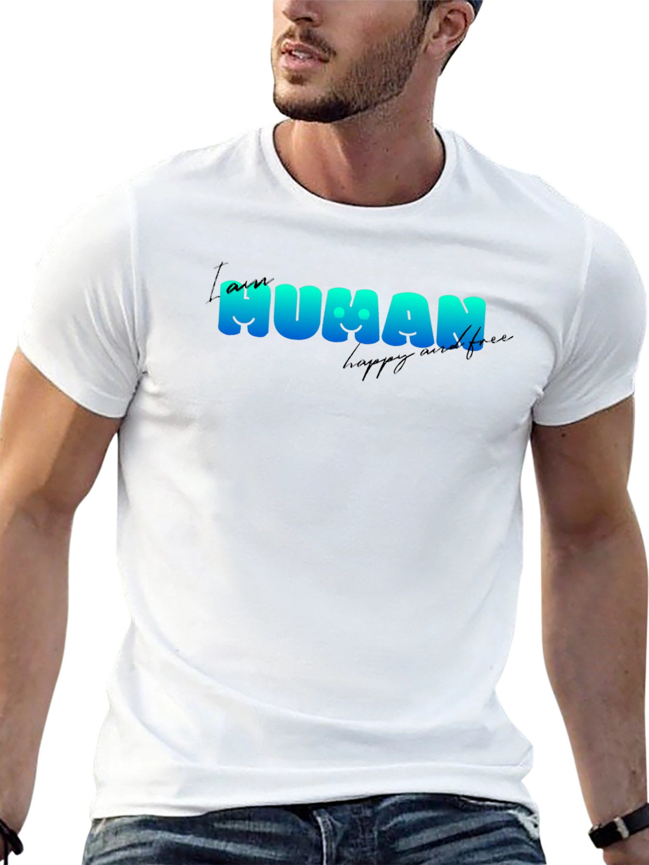 I am Human T-Shirt - Black Crew Neck