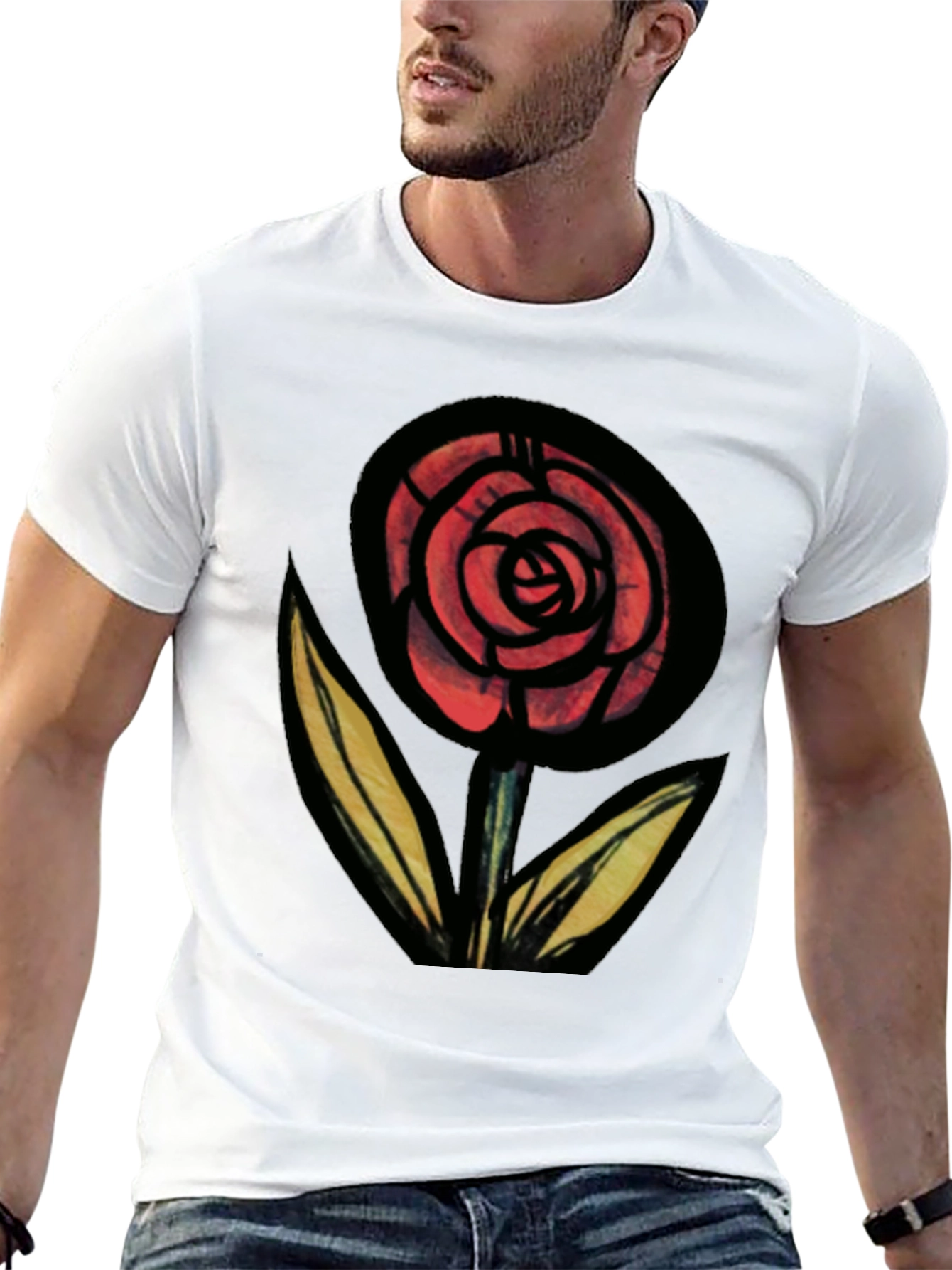 Rose Graphic Black Tee - Mens Fashion