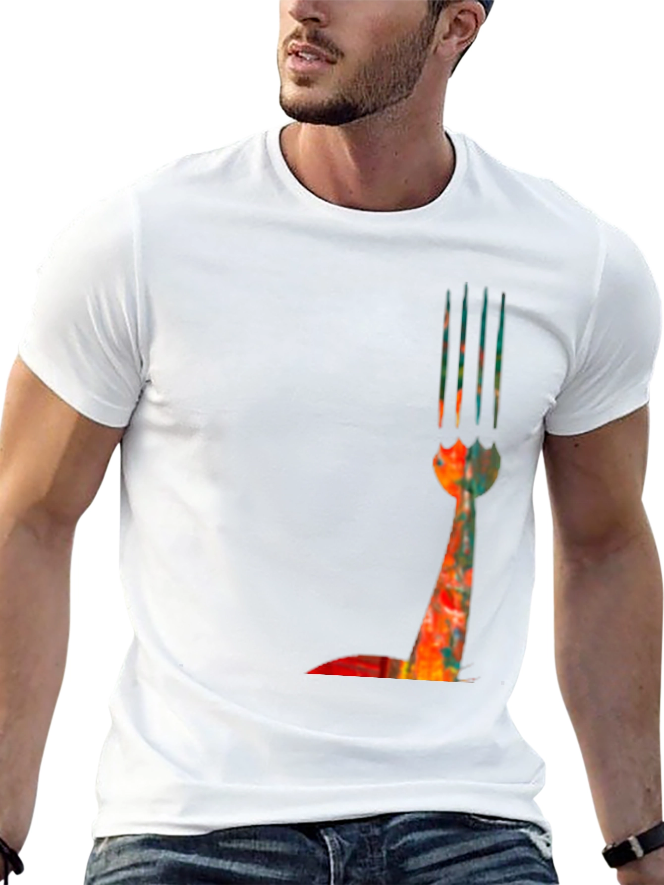Abstract Fork Graphic Tee - Modern Art Shirt