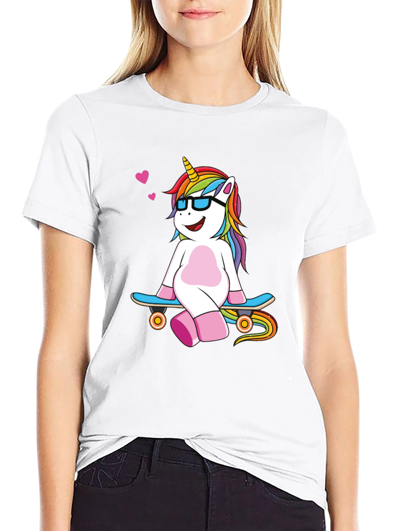 Unicorn Skateboard Black T-Shirt