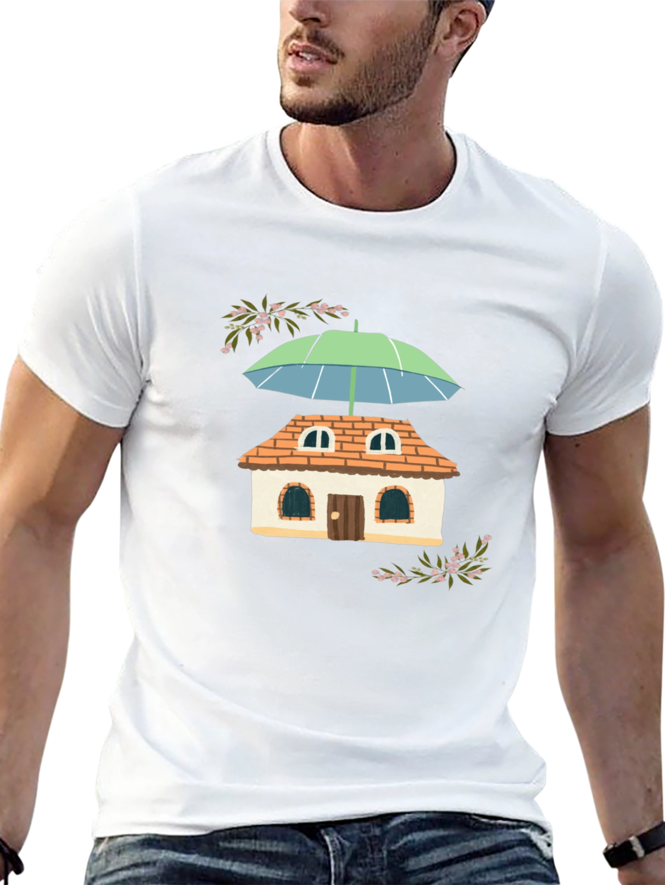 Quirky House Under Umbrella T-Shirt
