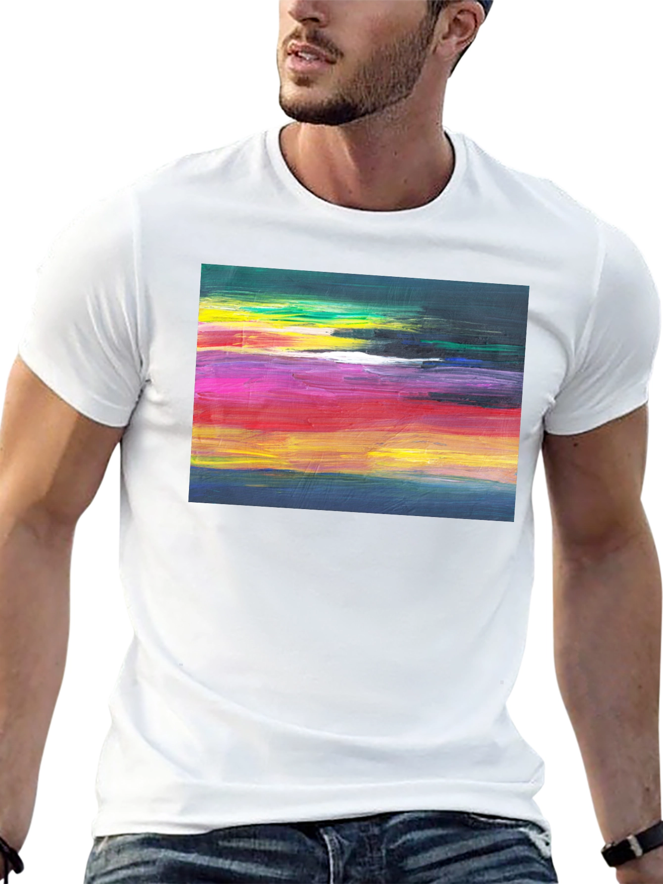 Abstract Art Graphic Tee - Black Crew Neck