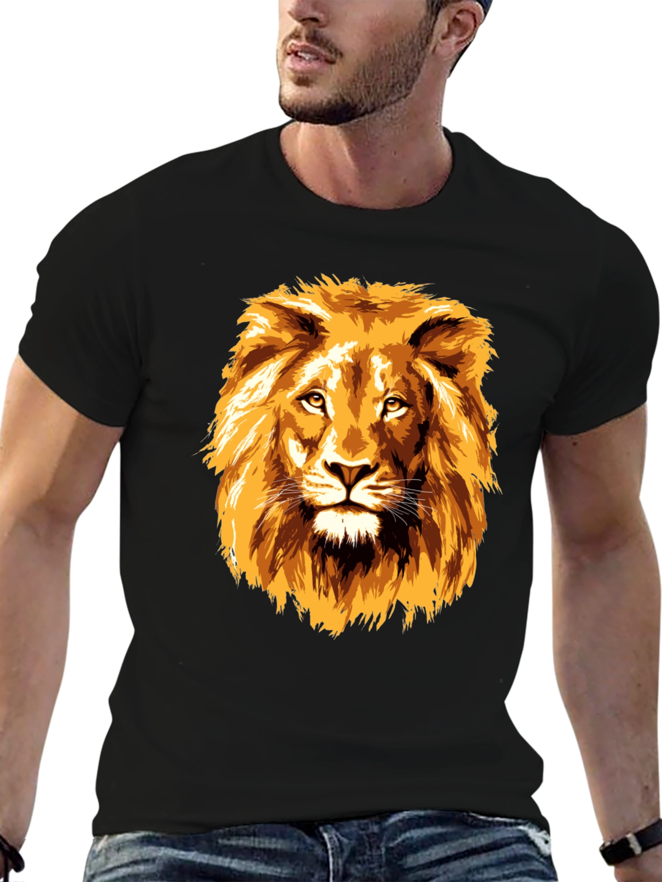 Lion Graphic Tee - Bold Animal Print Shirt