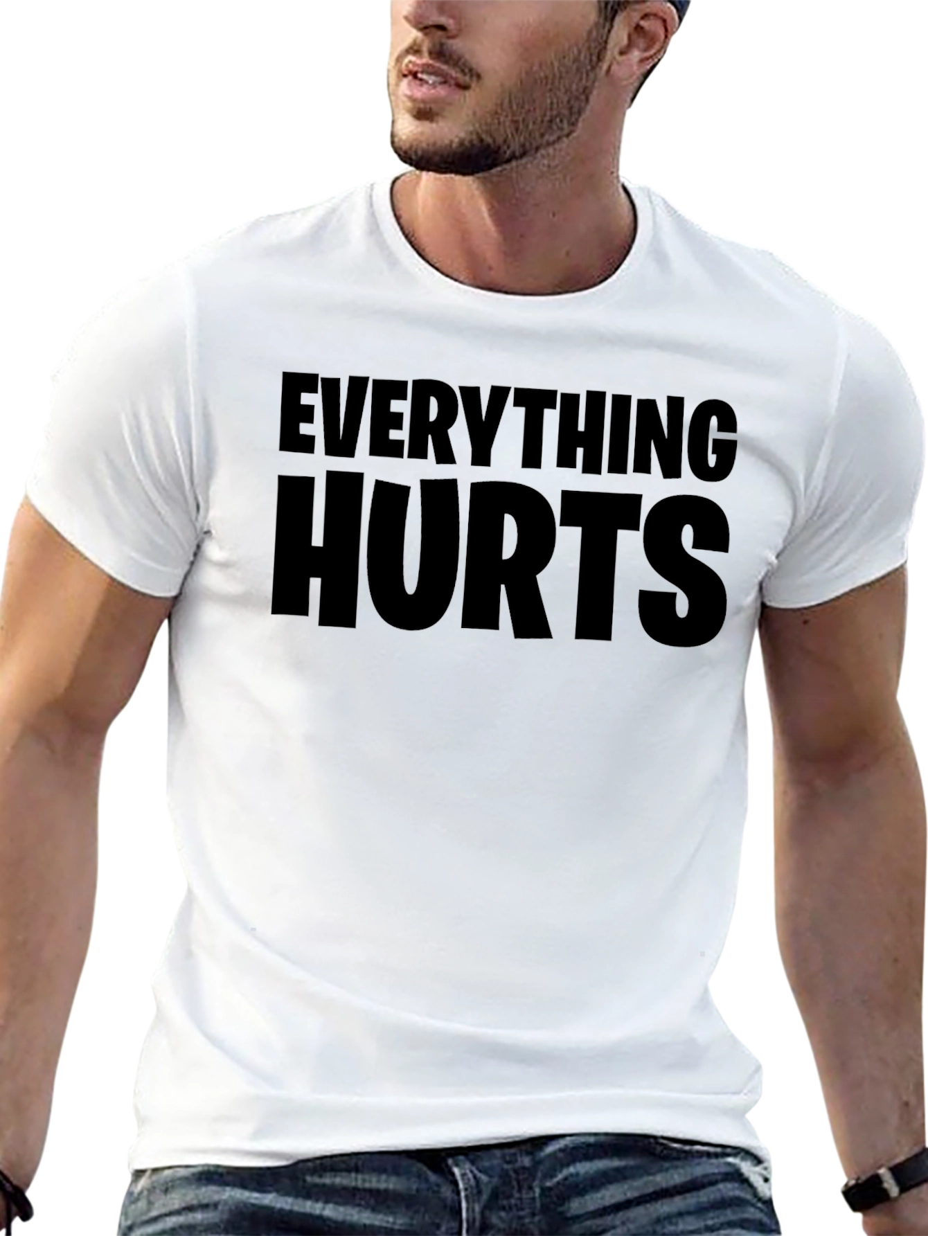 Everything Hurts Funny Black Graphic Tee Shirt