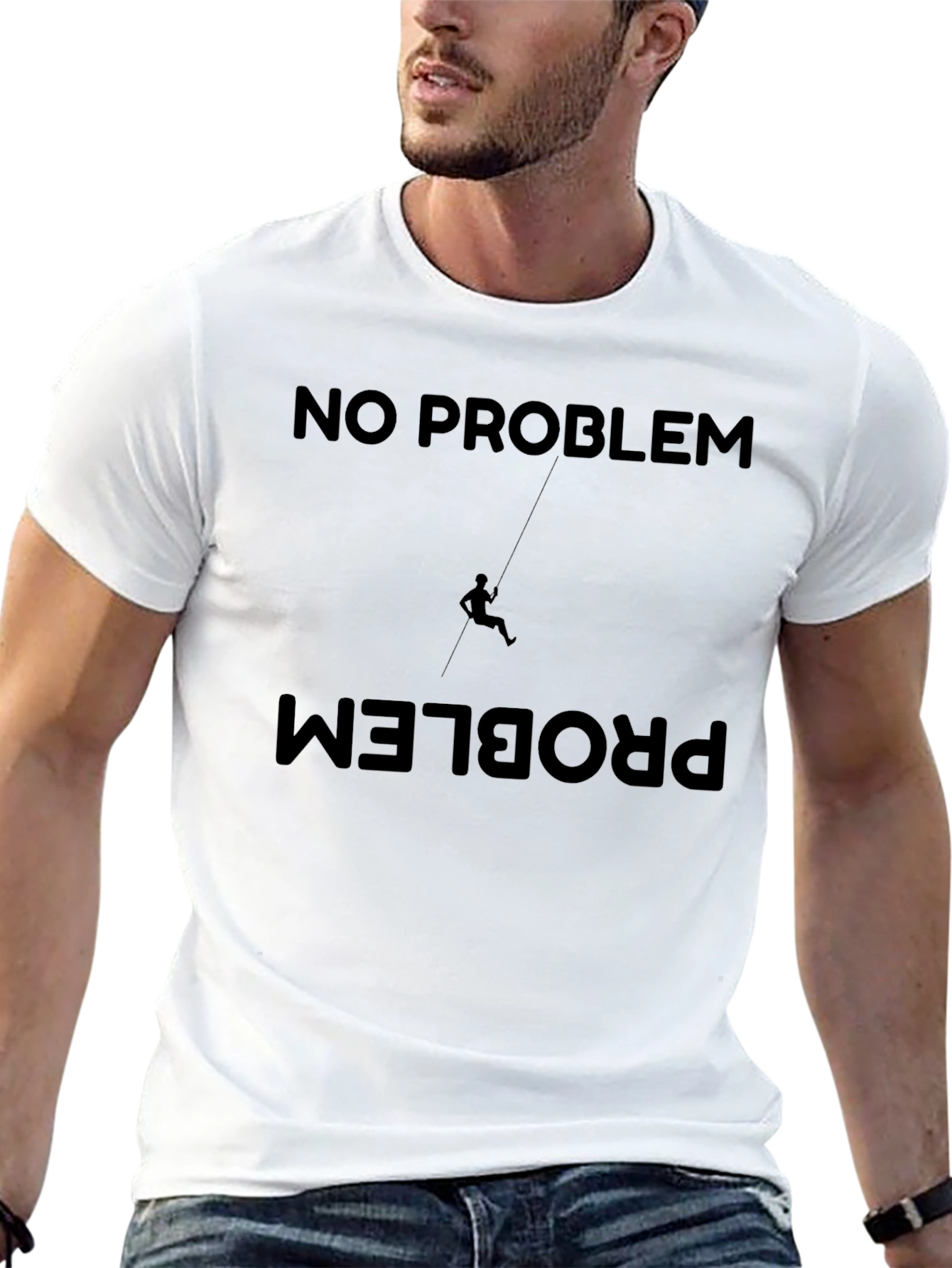 No Problem Climber Graphic Tee - Black Cotton Shirt