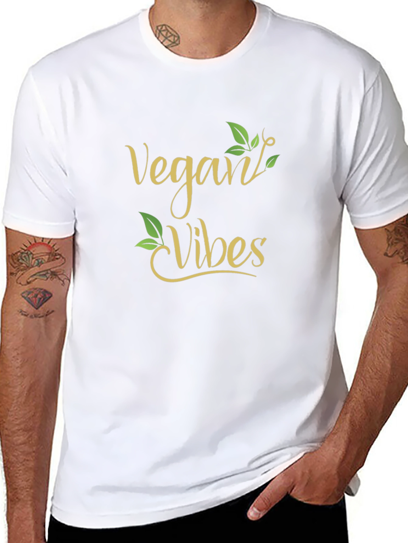 Vegan Vibes Graphic Tee - Black Crew Neck