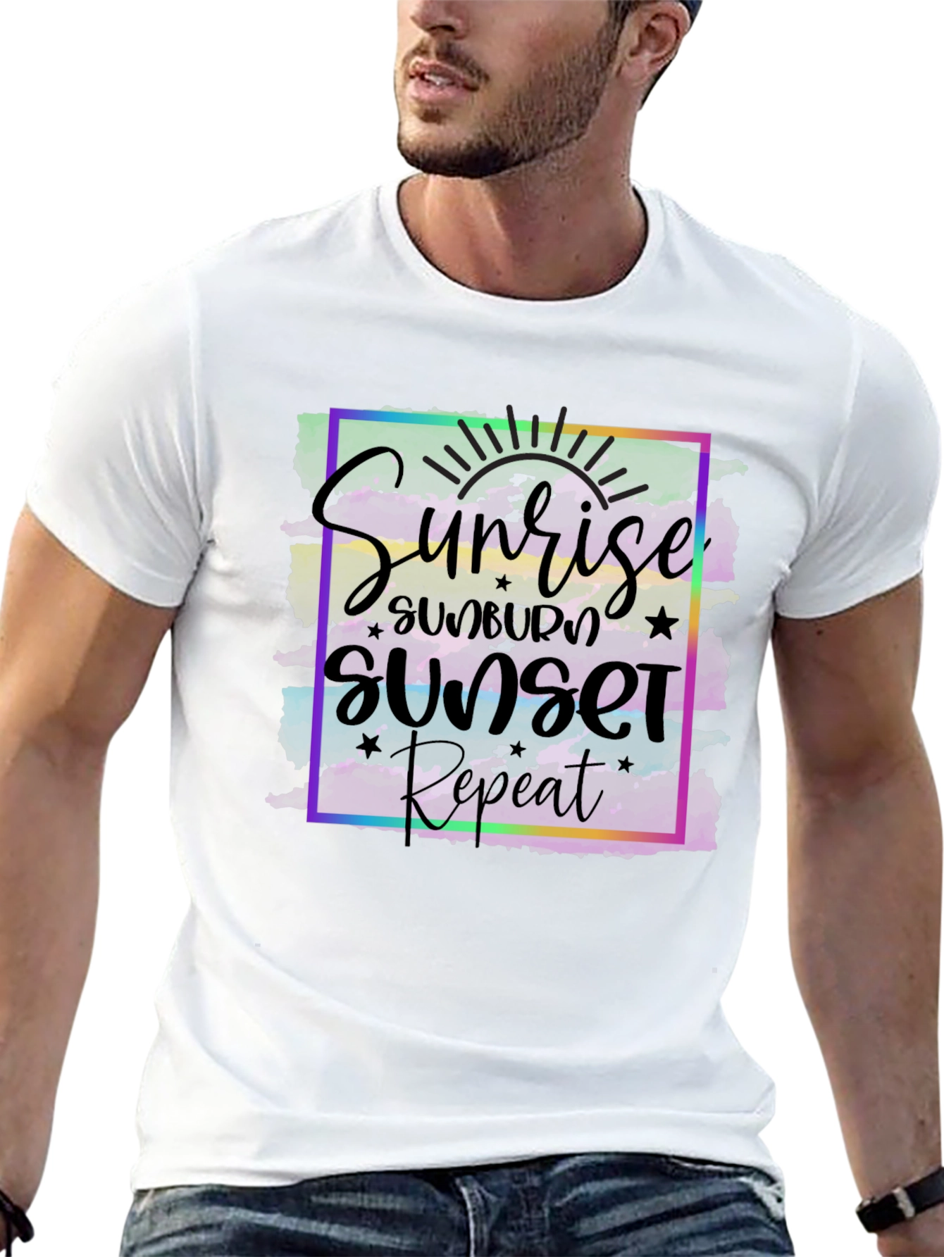 Sunrise Sunset Repeat Graphic Tee - Black
