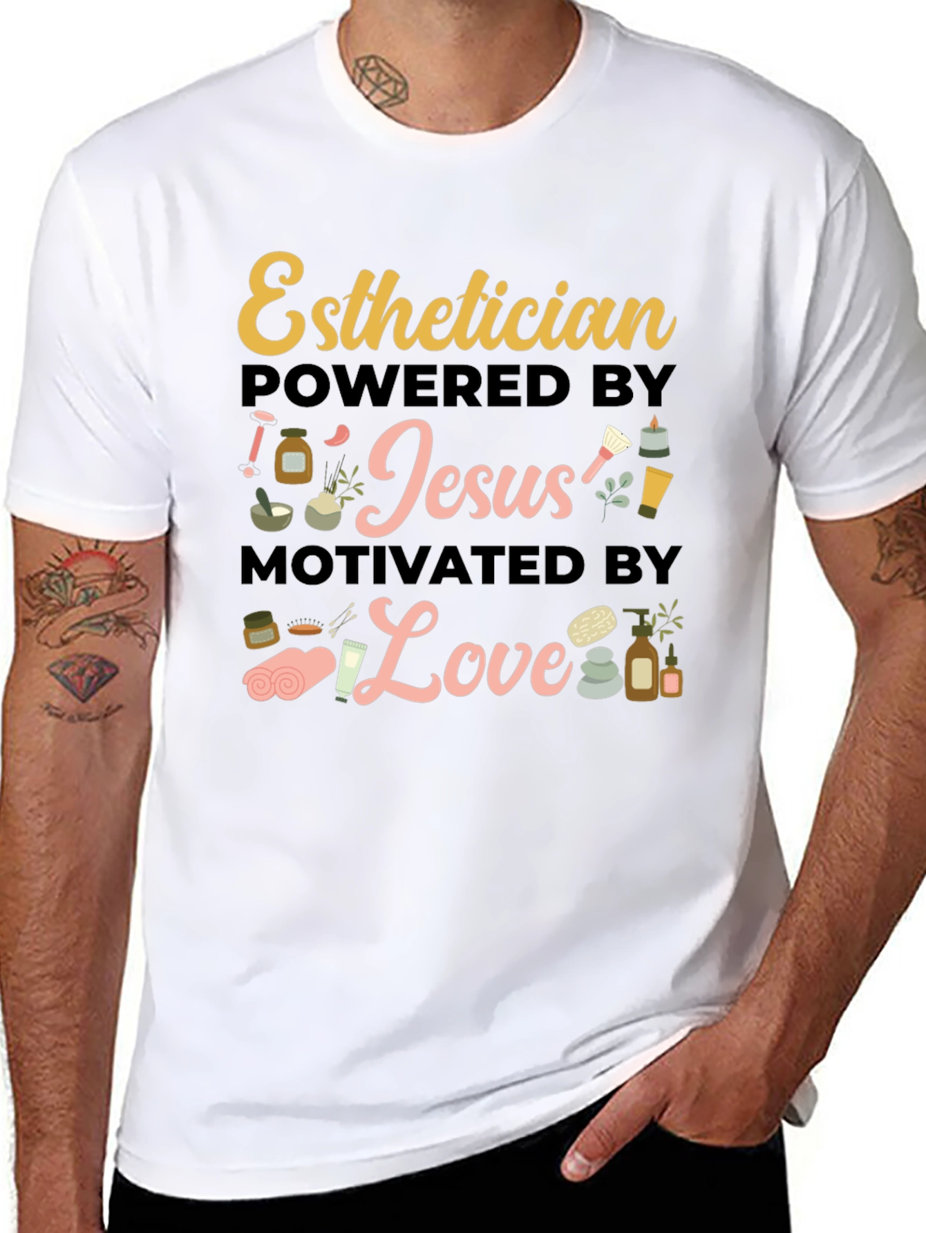 Esthetician Powered by Jesus Love T-Shirt