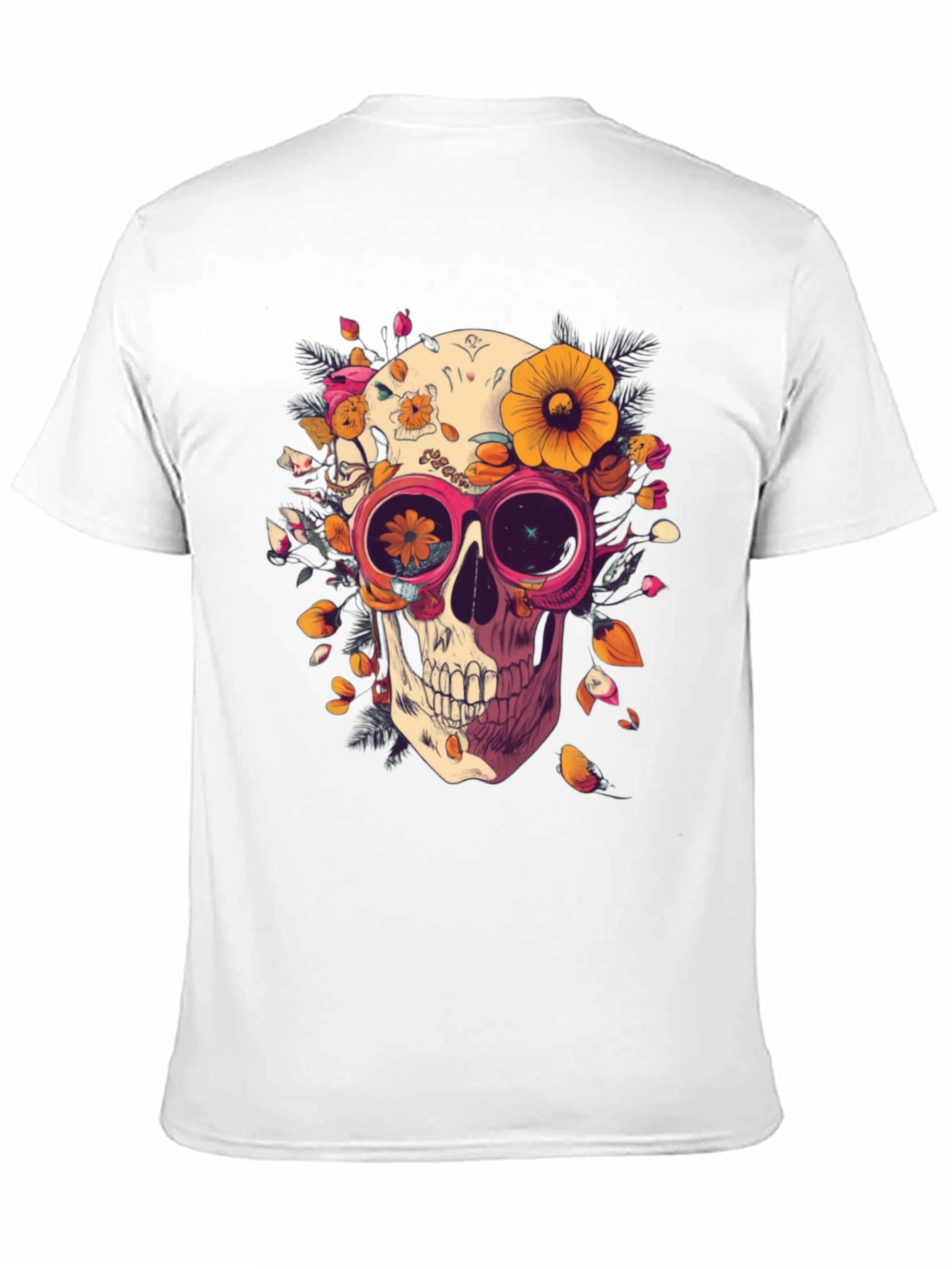 Floral Skull Graphic Tee - Unique Unisex T-Shirt