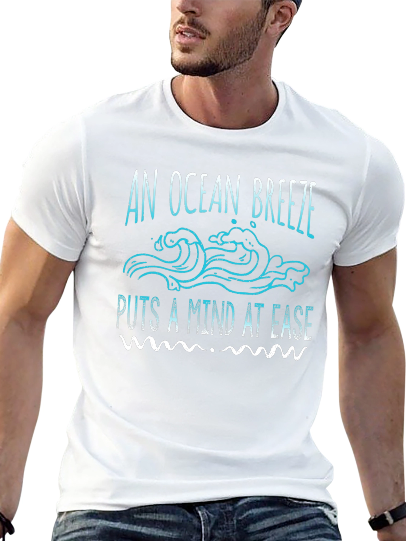 Ocean Breeze Graphic Tee - Relaxed Fit Black T-Shirt
