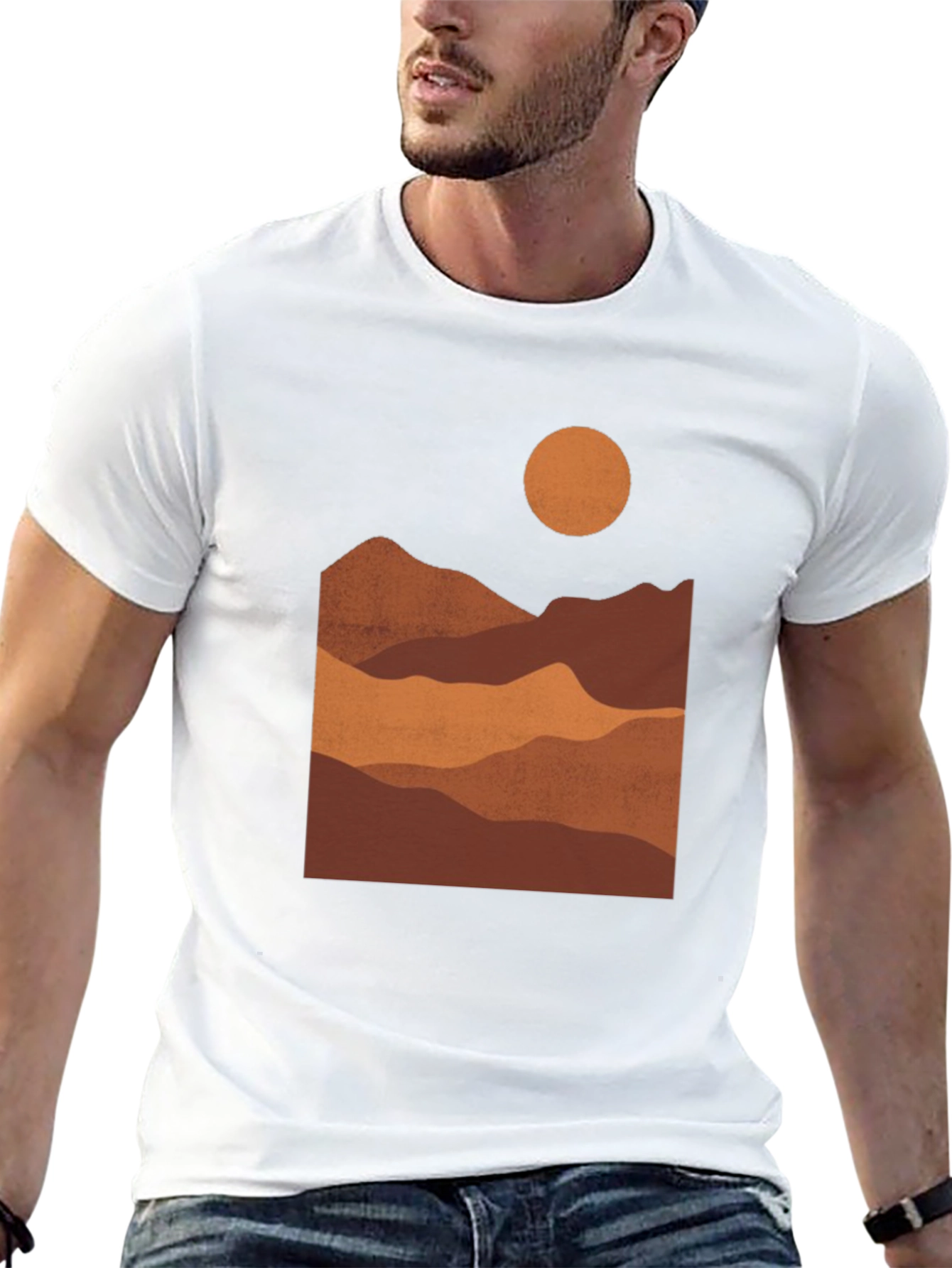 Mountains Graphic Print Tee - Earth Tones