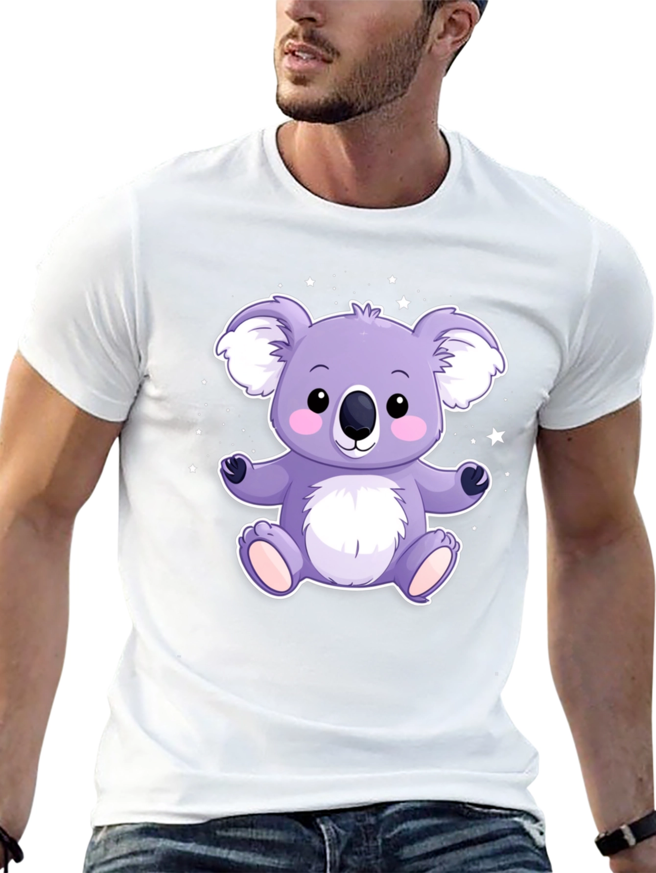 Cute Koala Bear Graphic Tee - Black