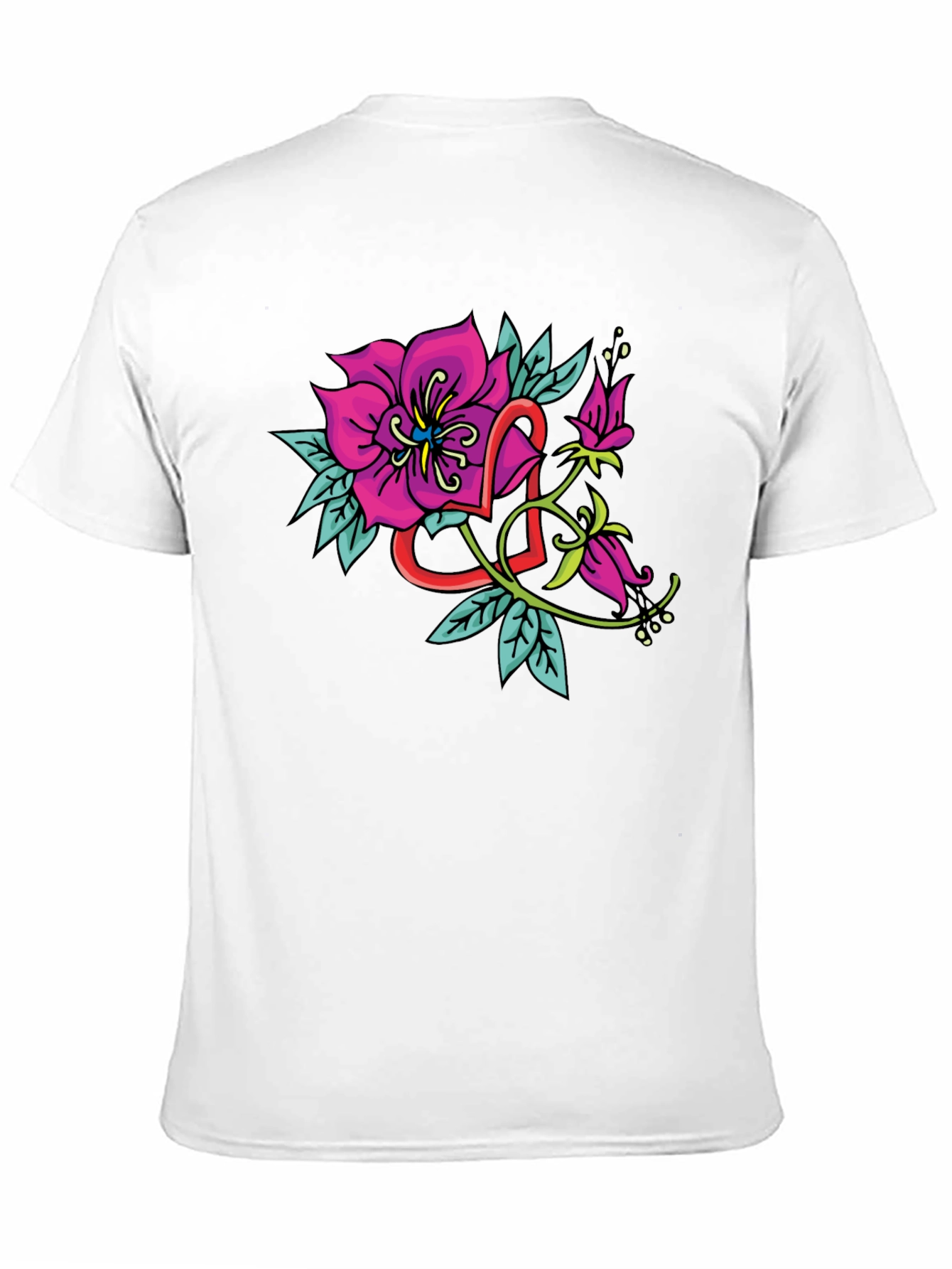 Floral Heart Tattoo Style Graphic Tee
