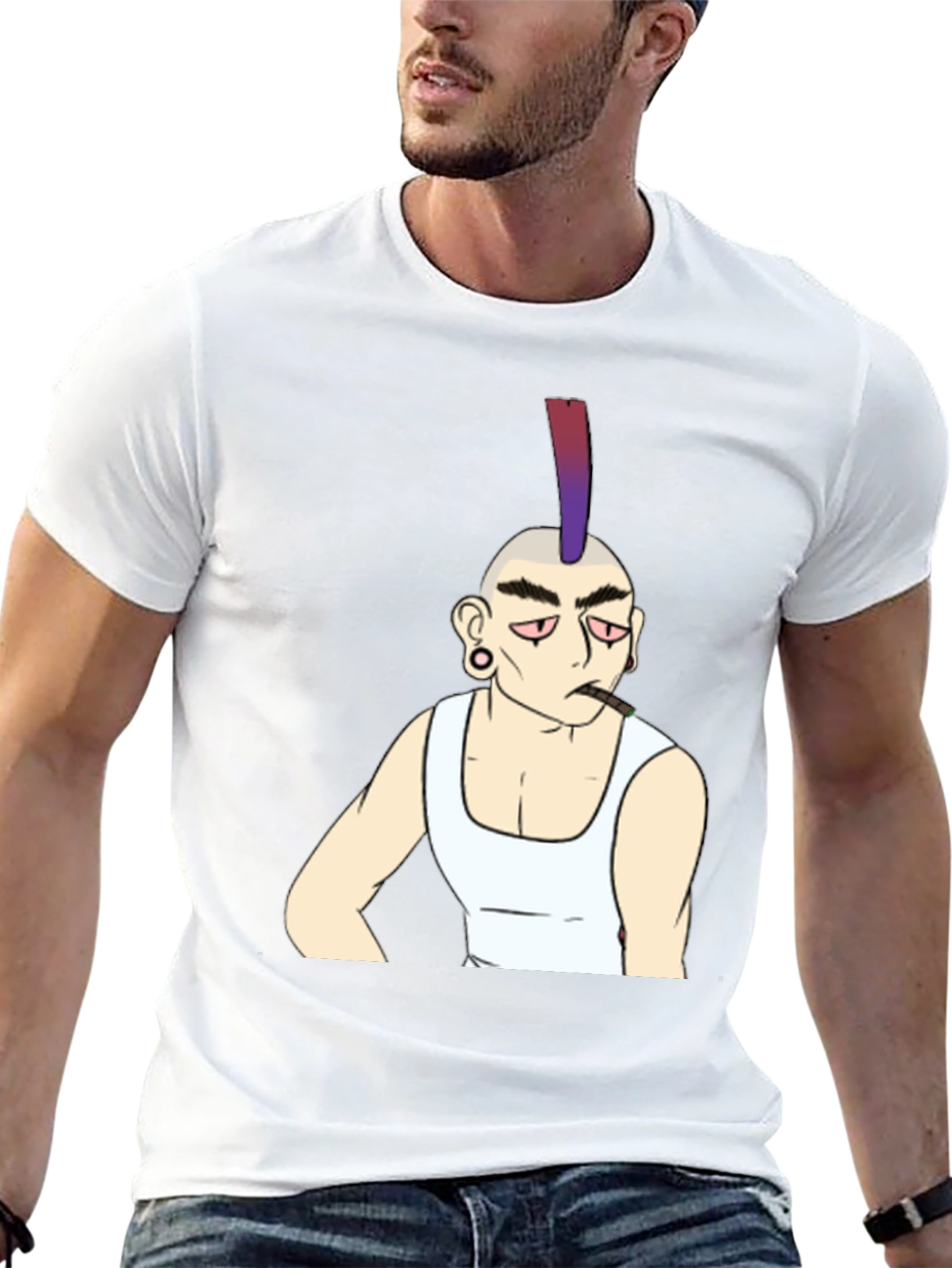 Cool Punk Character Graphic Tee - Black
