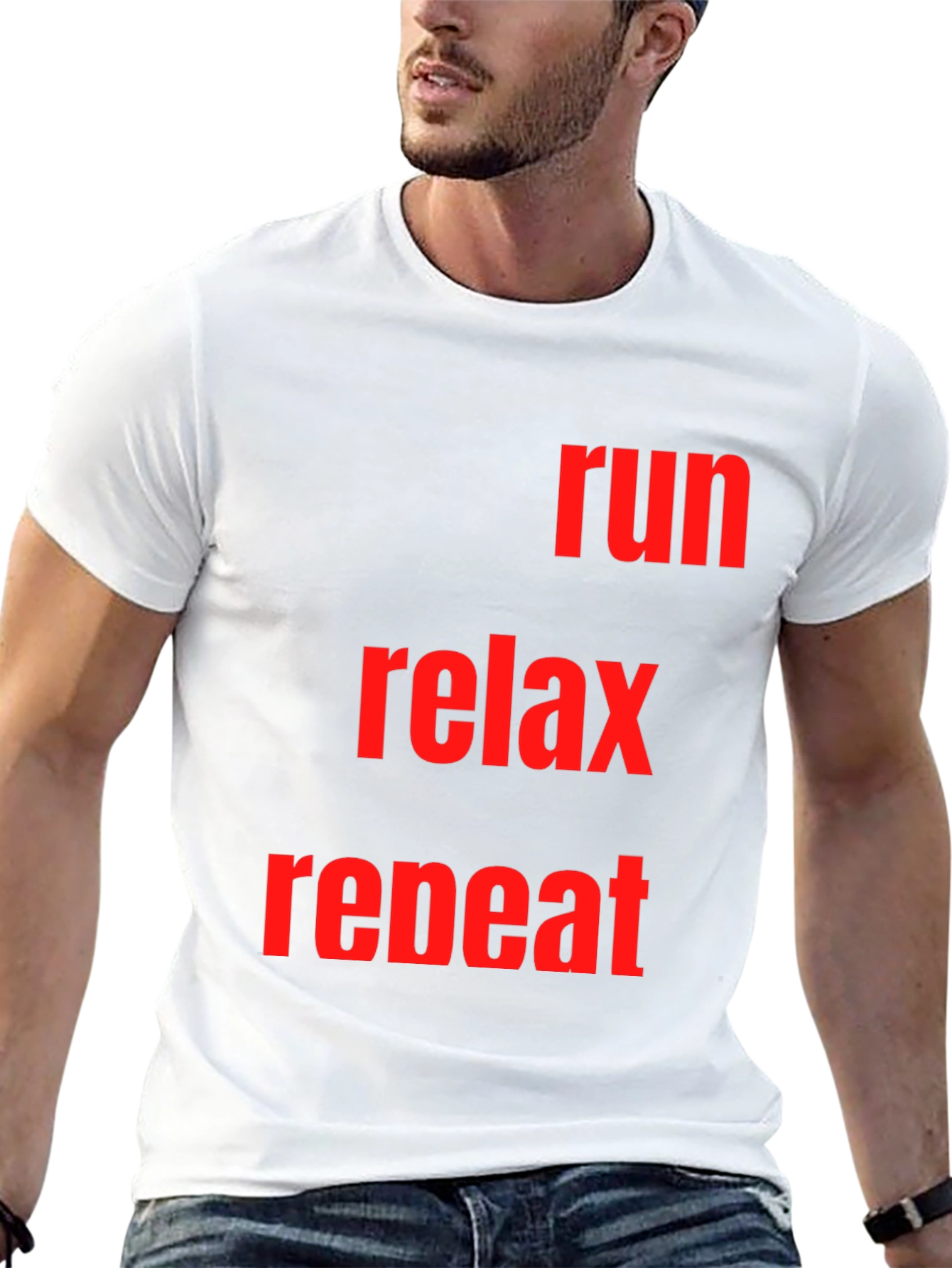 Run Relax Repeat Graphic Tee - Black Cotton T-Shirt