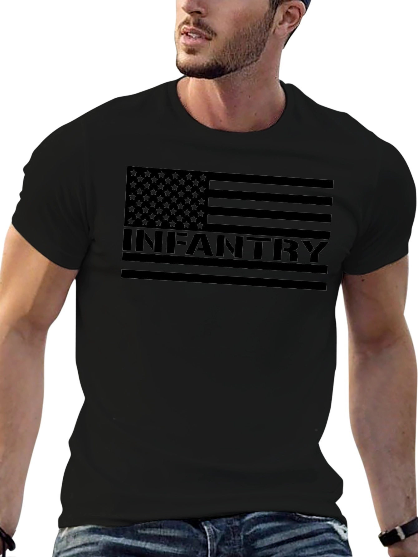 Infantry Flag Graphic Tee - Mens Black T-Shirt