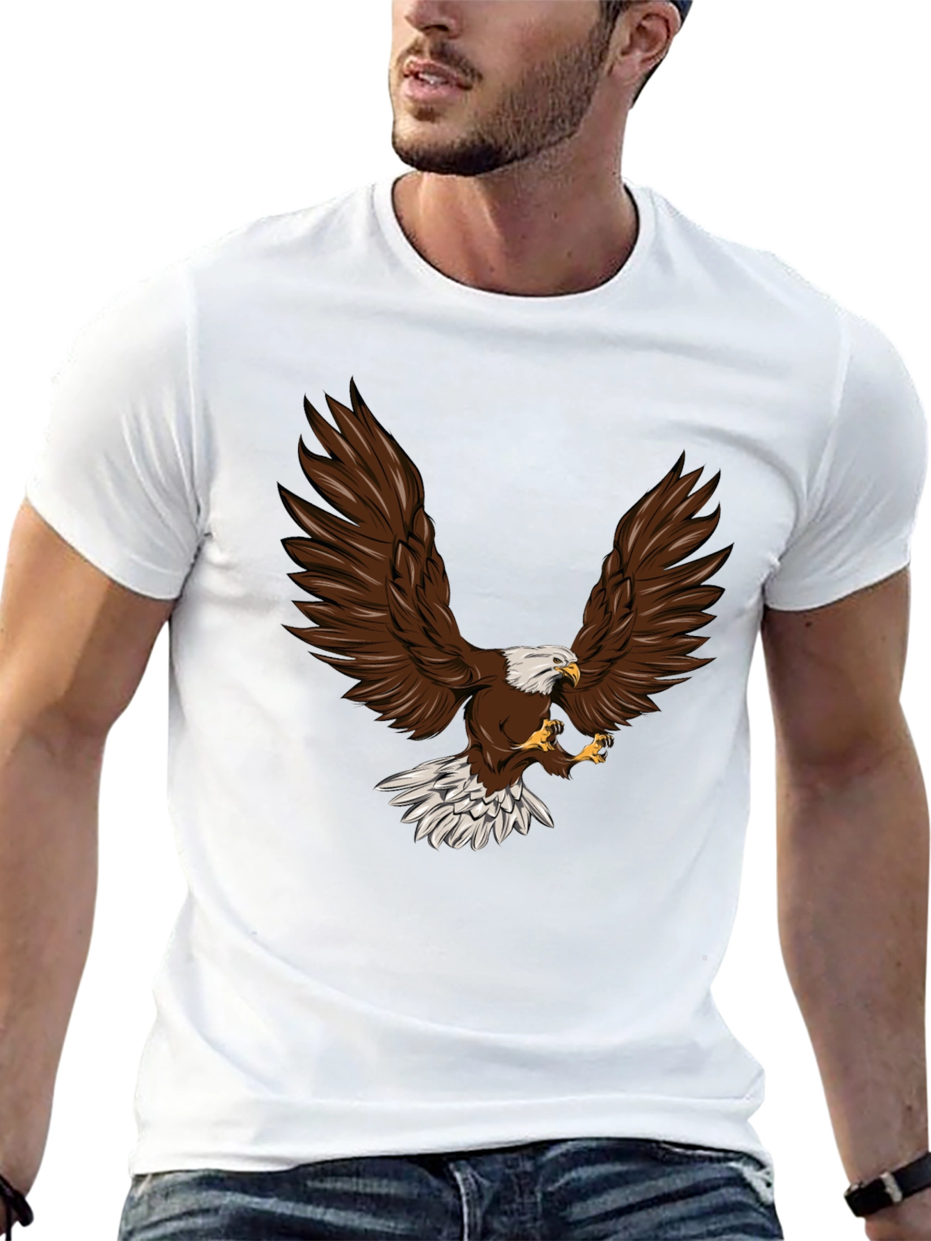 Bold Eagle Graphic Print Crew Neck T-Shirt