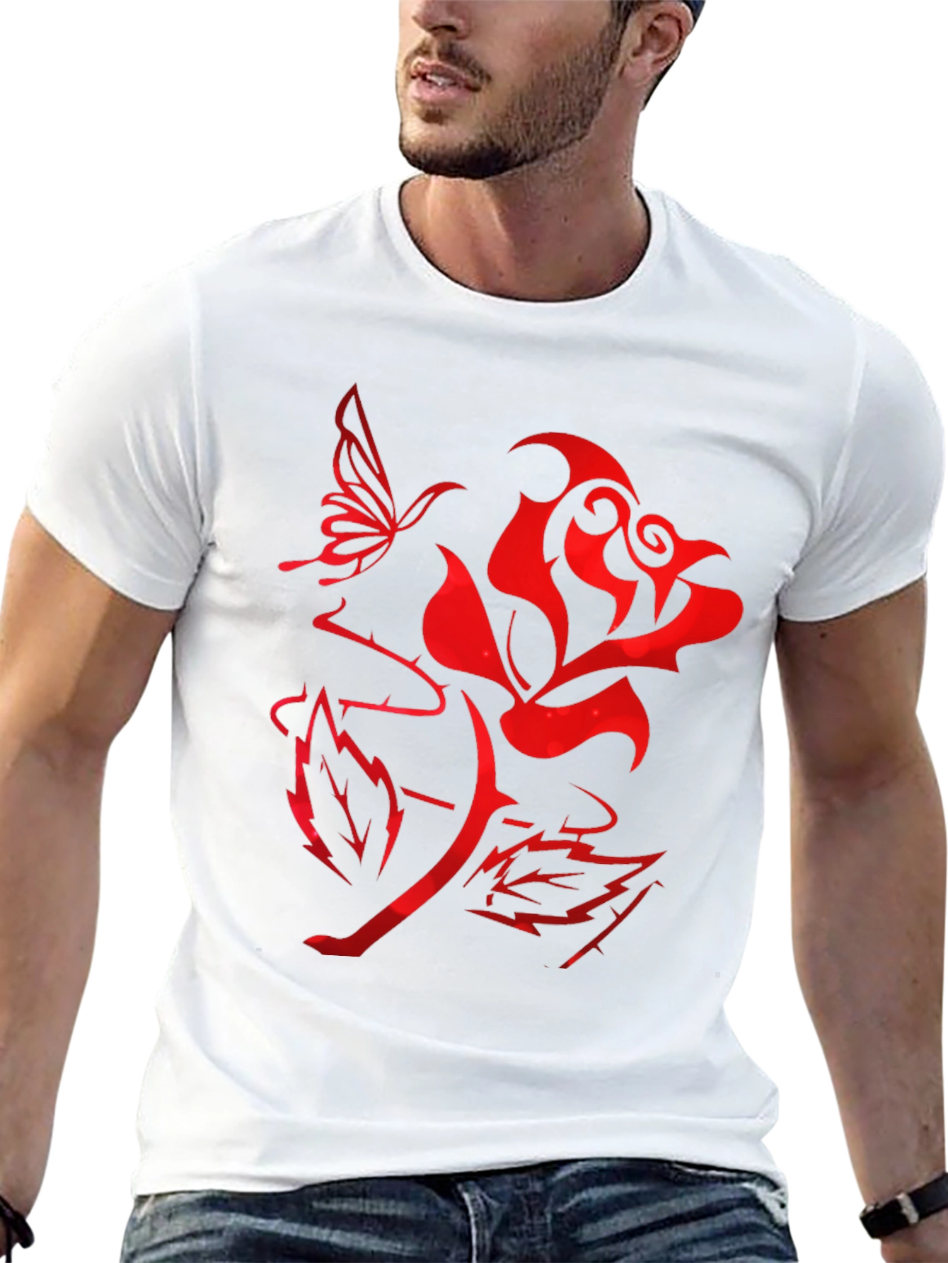 Tribal Rose & Butterfly Graphic Tee