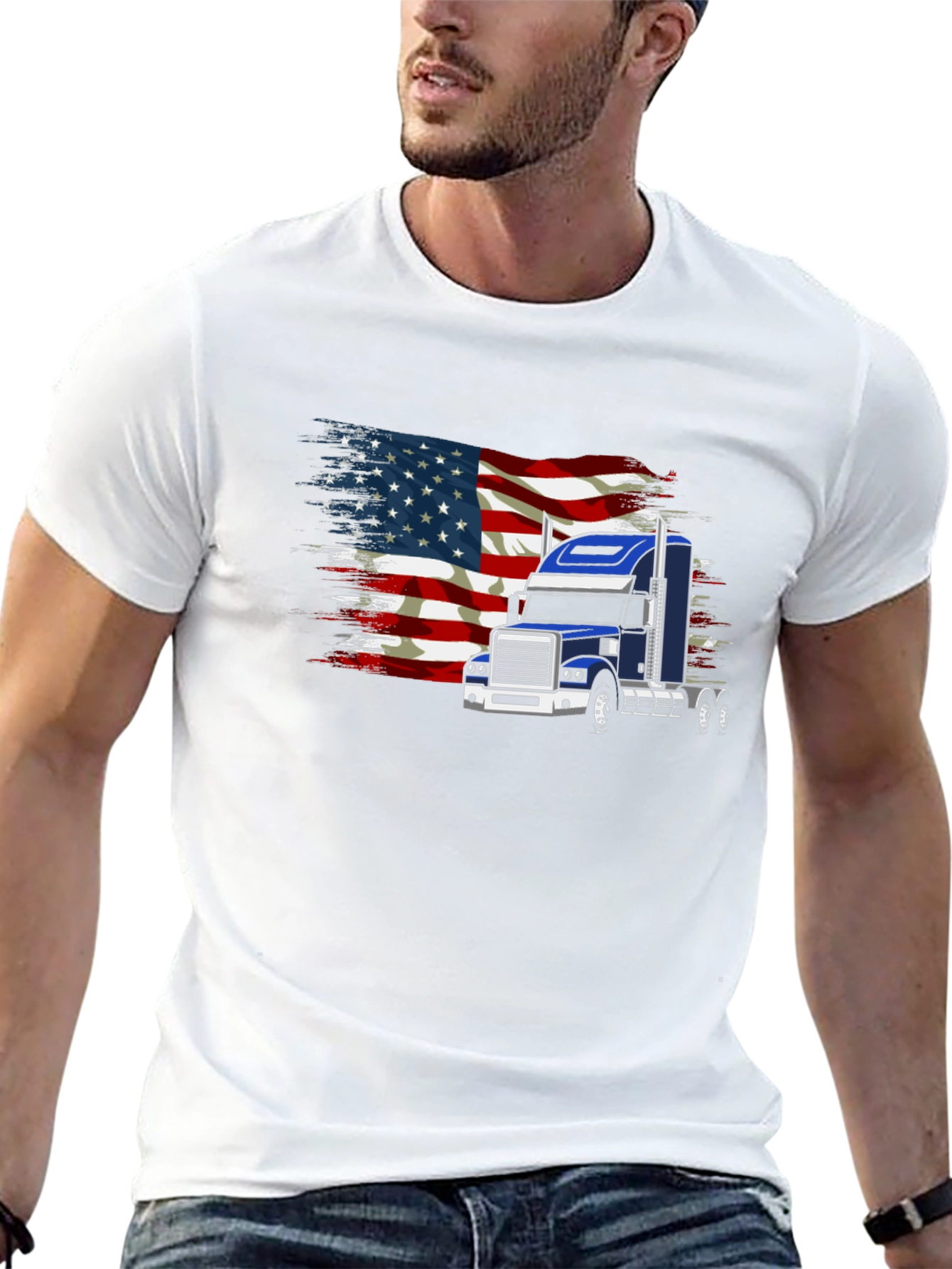 American Flag Trucker T-Shirt