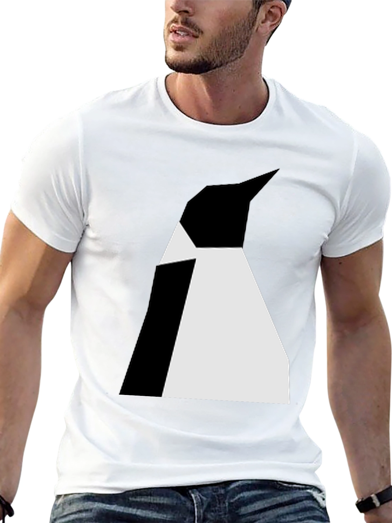 Abstract Penguin Graphic Tee - Black Unisex T-Shirt