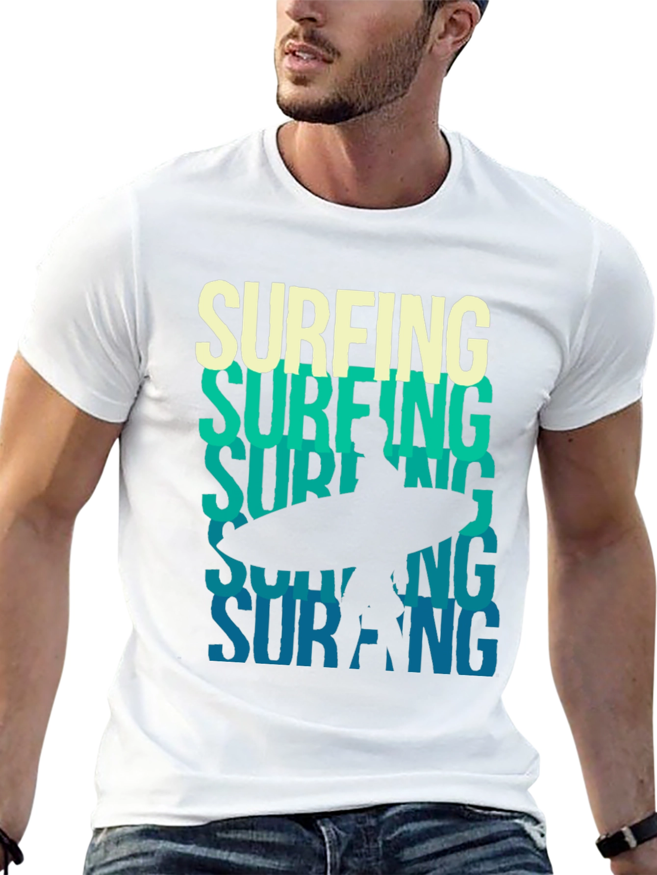 Surfing Silhouette Graphic Tee - Black