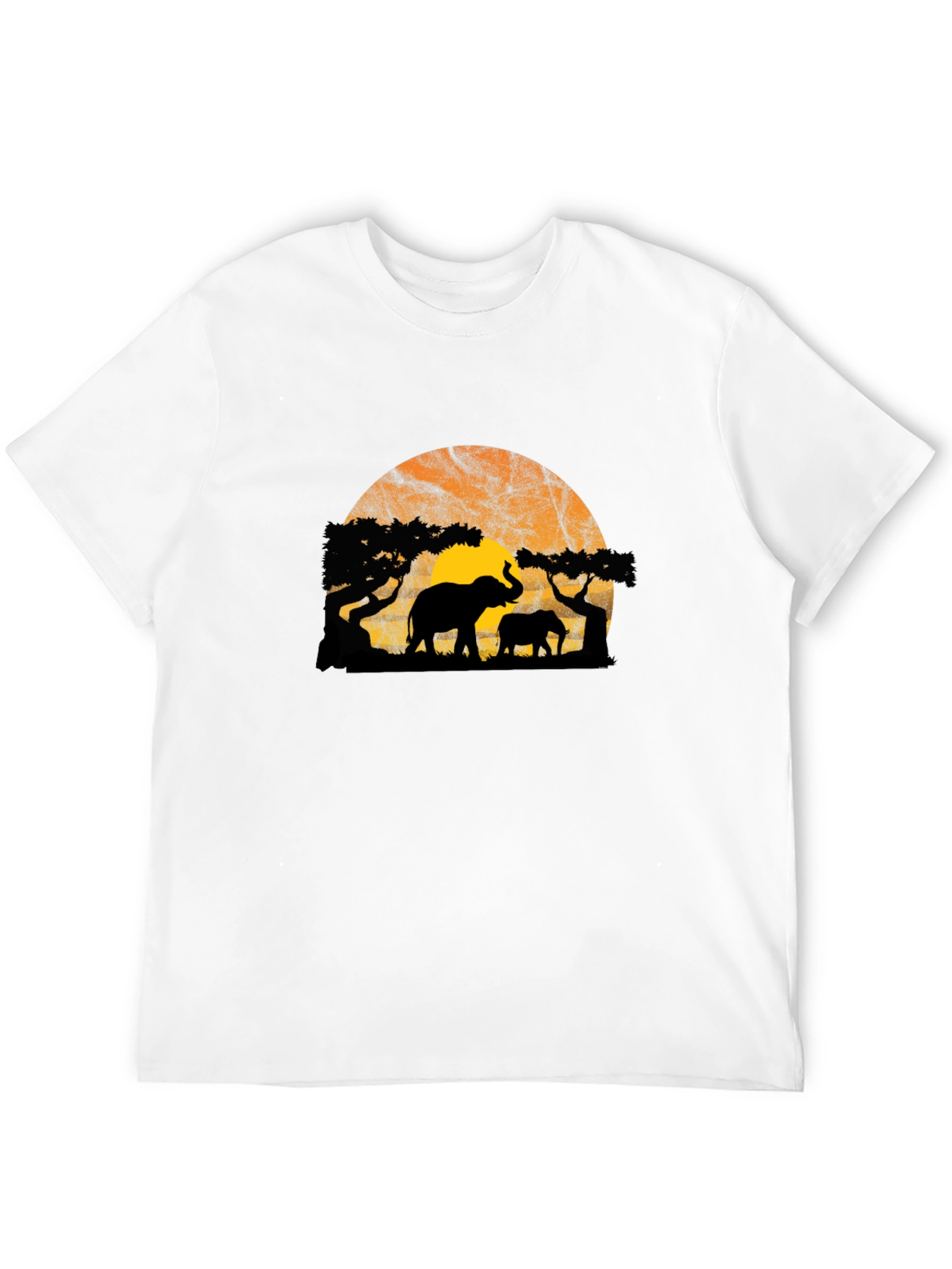 Elephant Silhouette Graphic Print Crew Neck T-Shirt