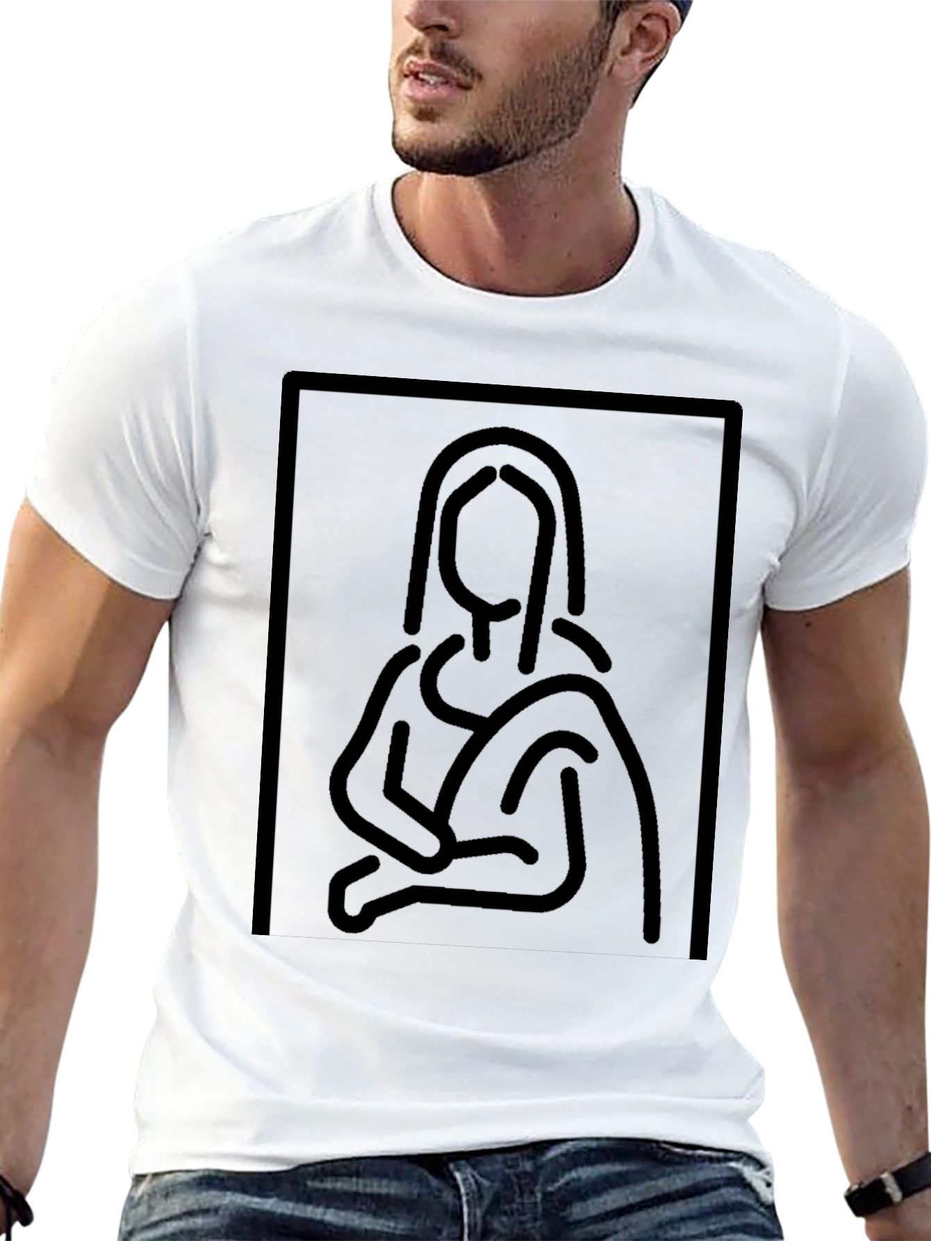 Minimalist Mona Lisa Black Graphic Tee