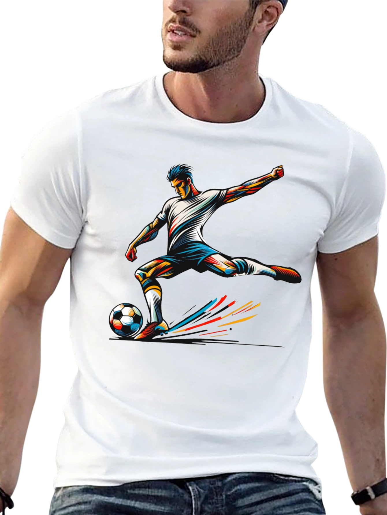 Soccer Player Graphic Tee - Black