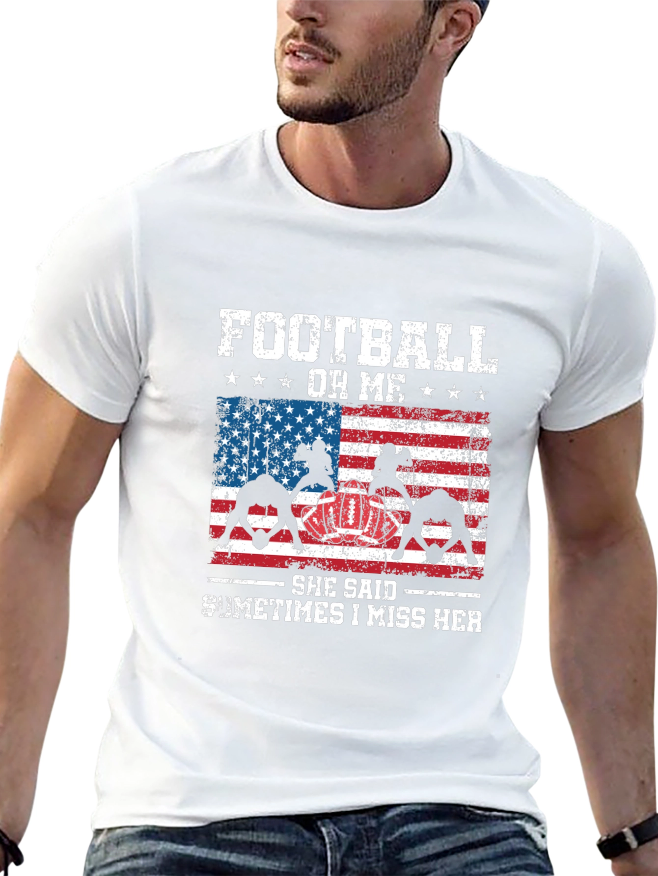 Football or Me T-Shirt Patriotic Design