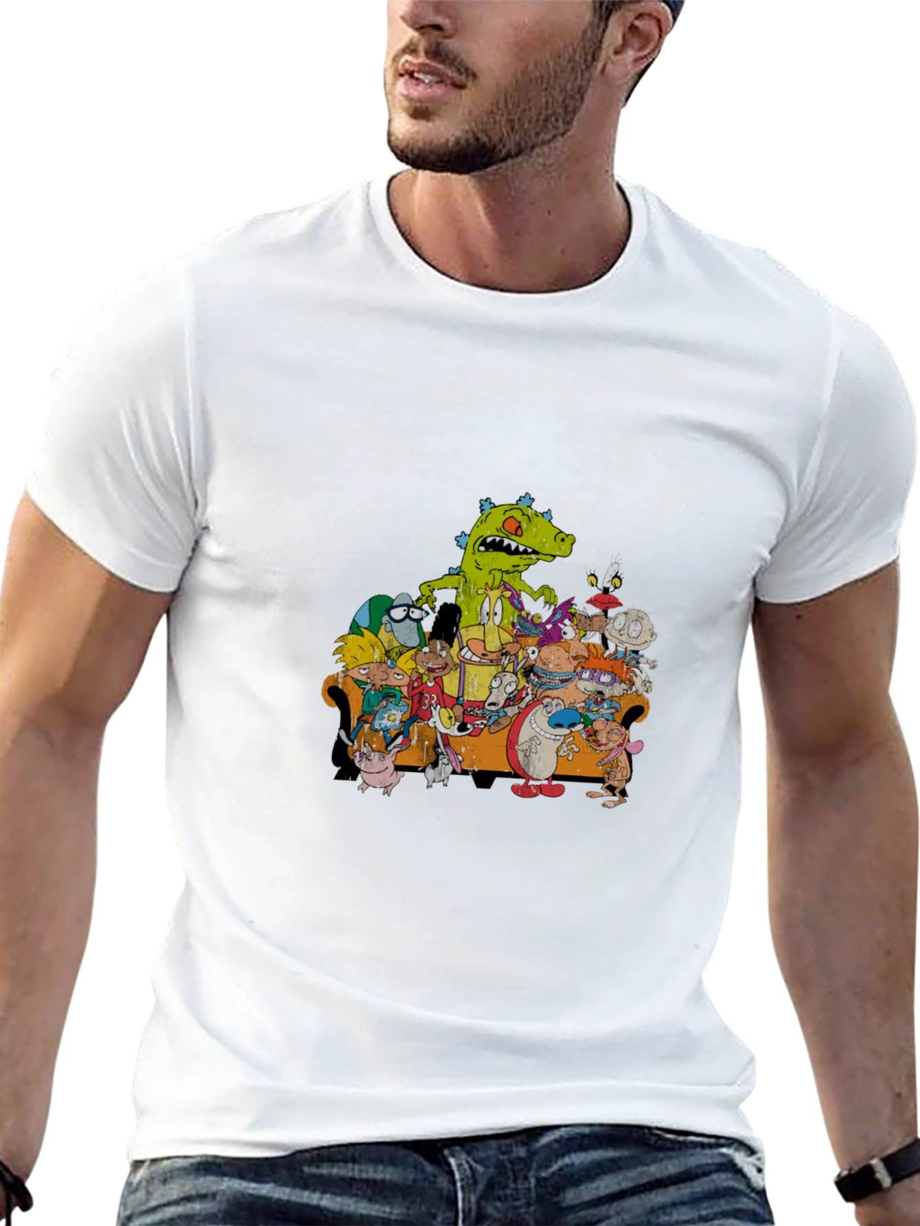 90s Cartoon Characters Black T-Shirt