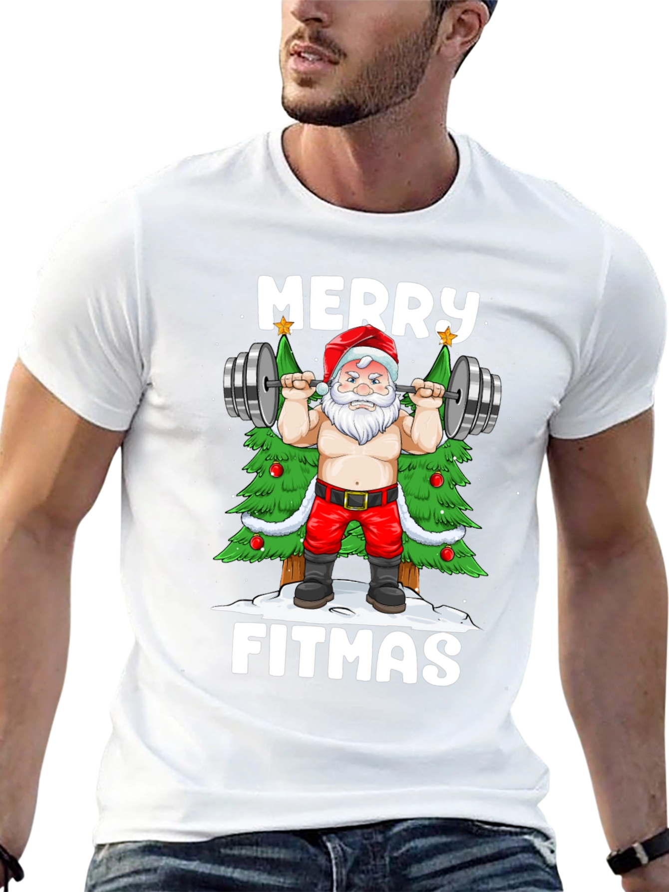 Merry Fitmas Santa T-Shirt - Gym Christmas Apparel