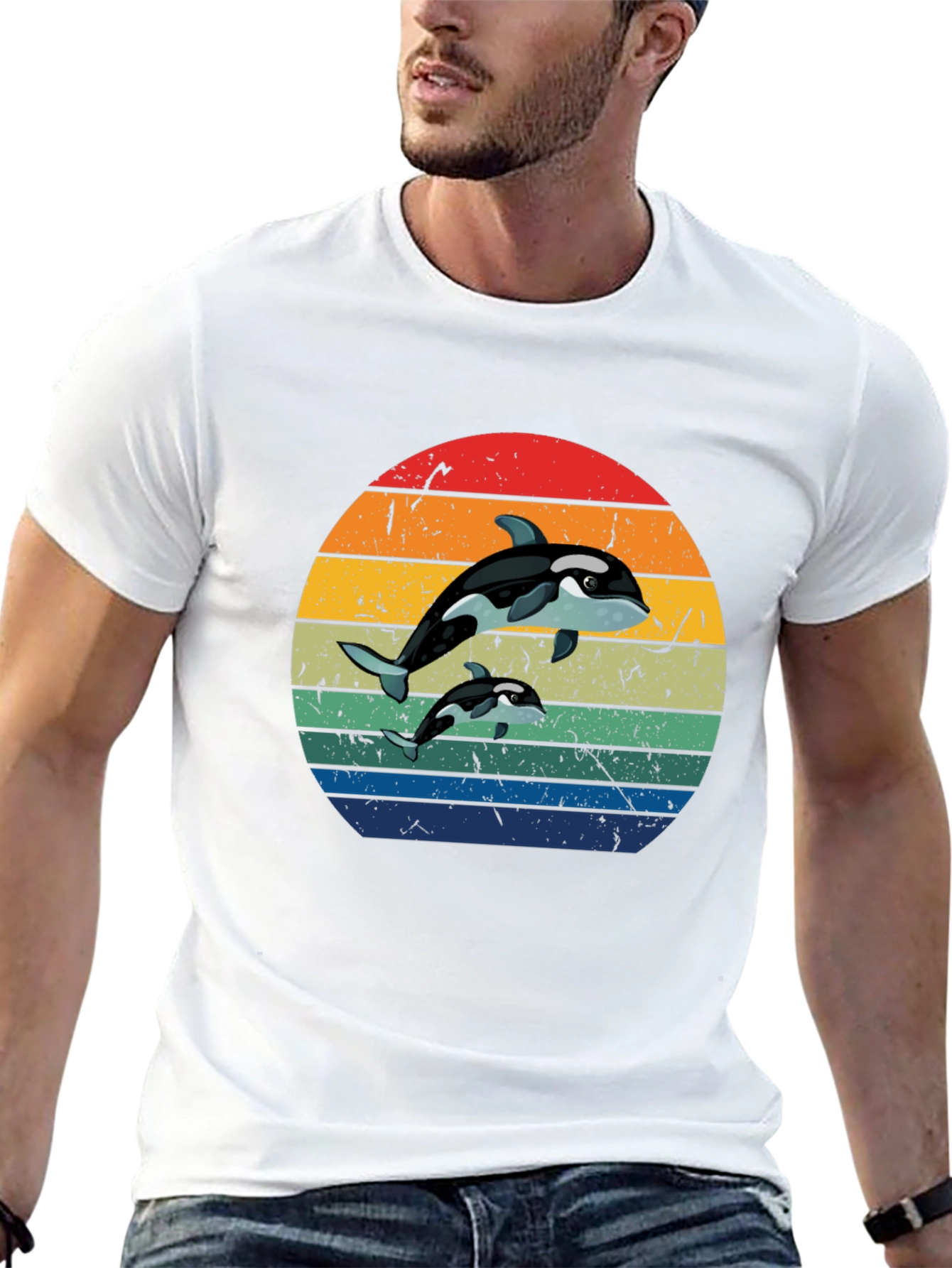Orca Sunset T-Shirt - Black Whale Tee